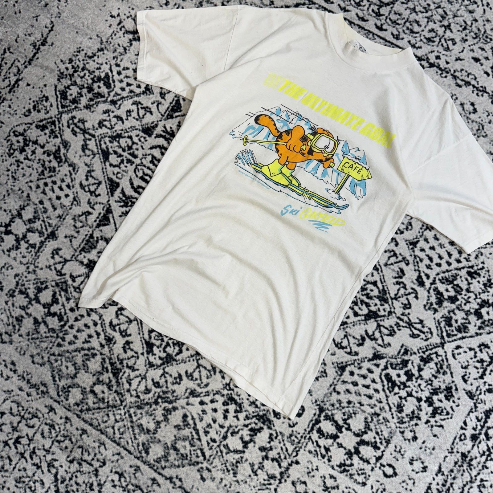 Vintage Vintage White Cotton T-Shirt Size XL Garfield 1978 Ski Sking Size US XL / EU 56 / 4 - 2 Thumbnail