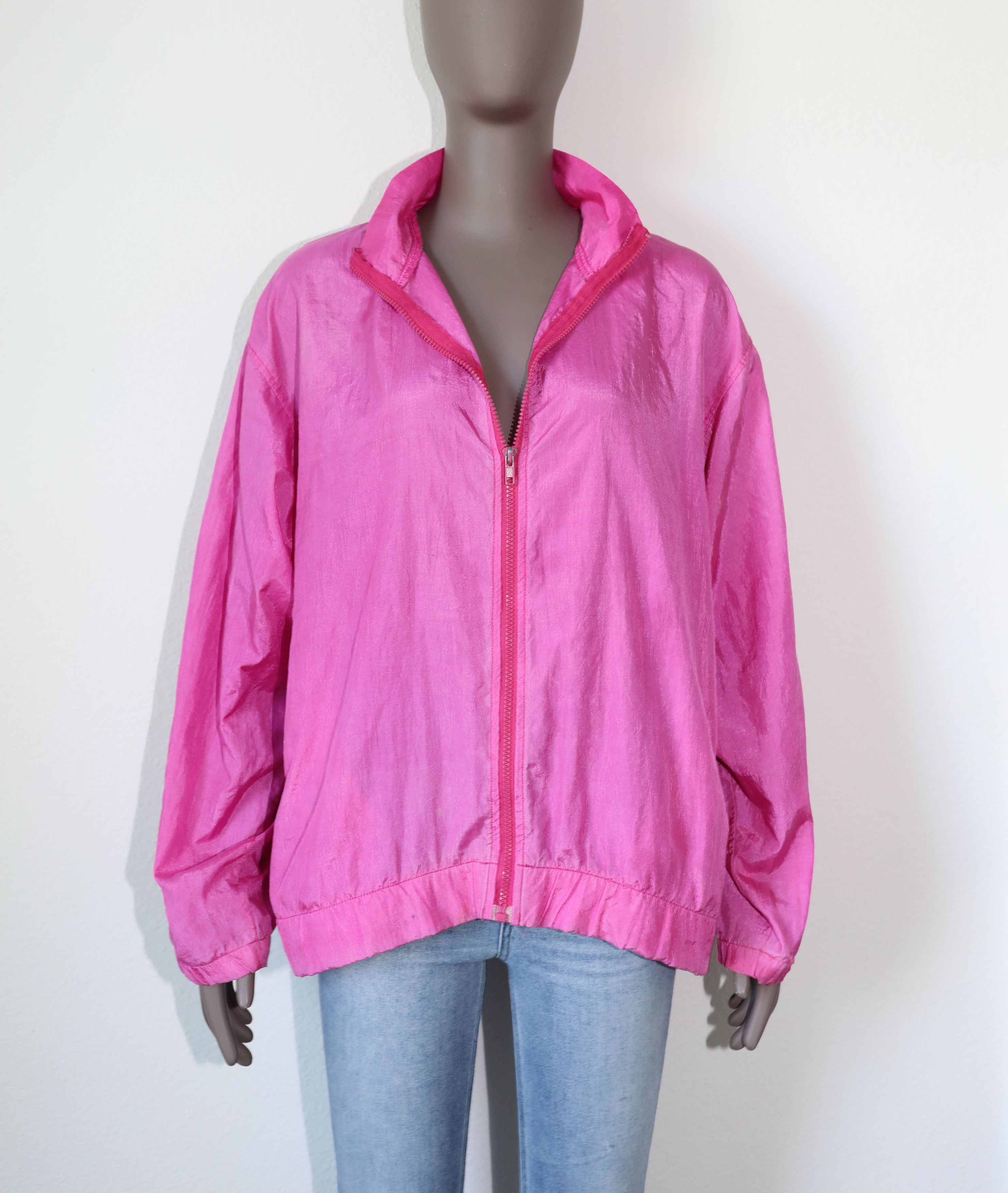 Vintage Vintage 80s Hot Pink Sporty Windbreaker Jacket Size Medium Size M / US 6-8 / IT 42-44 - 1 Thumbnail