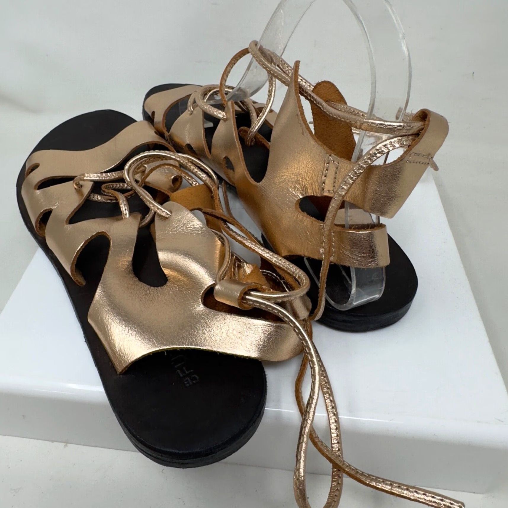 Vintage CB Fusion Sandals Womens 39 8 Rose Gold Copper Strappy Gladiator Leather Boho Clean Casual Travel Wide (C, D, W) Adjustable Vintage? Size US 8 / IT 38 - 4 Thumbnail