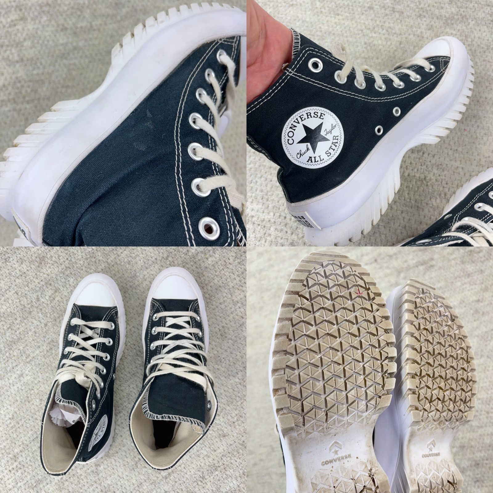 Converse VINTAGE Converse Chuck Taylor All Star A00870C Lugged Hi 2.0 Platform Sneaker Womens 7.5 Black Canvas Logo High Top Casual Shoes 70s Stars Size US 7.5 / IT 37.5 - 8 Thumbnail