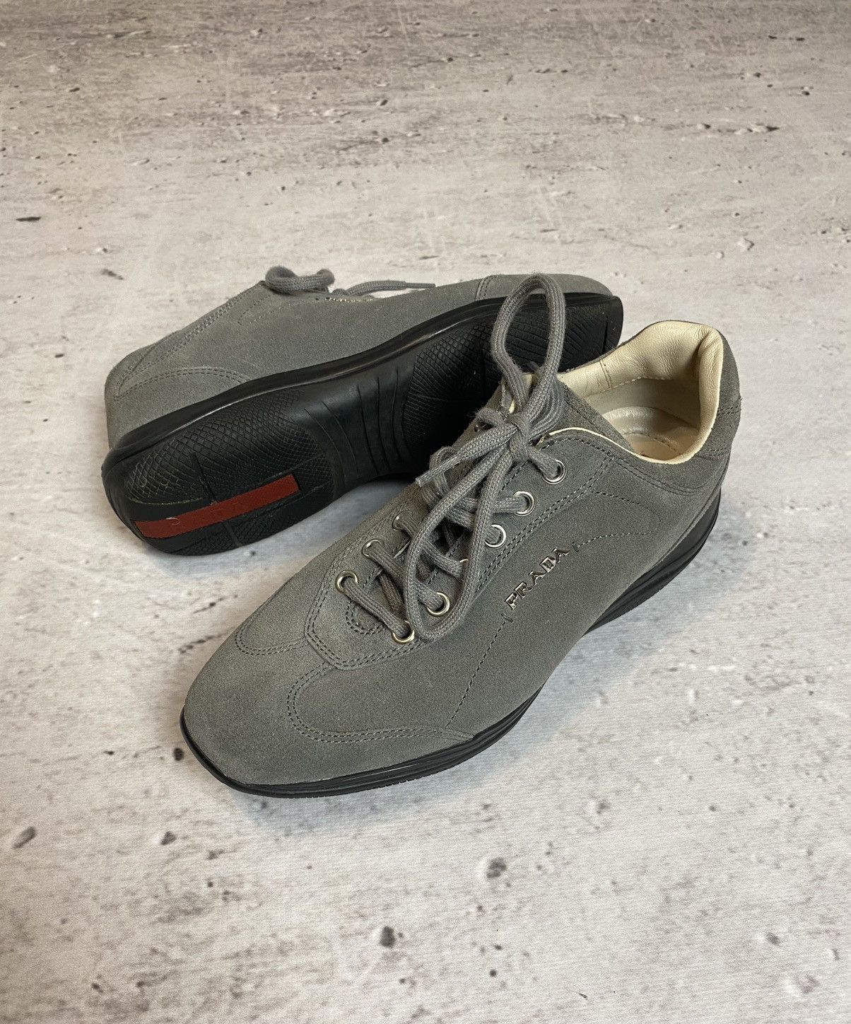 image of Prada Suede Shoes in Grey, Women's (Size 5.5)