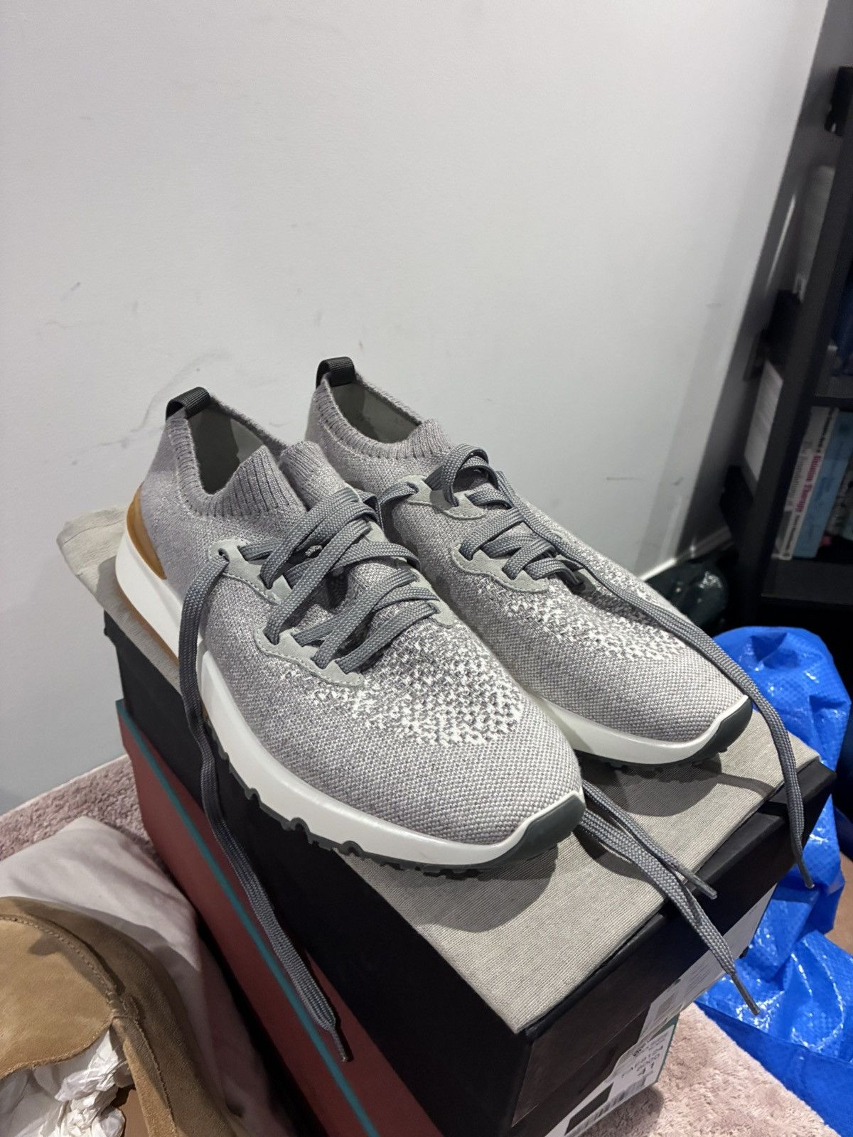 Brunello Cucinelli Brunello Cucinelli grey knit trainer size uk 11 eu 45 Size US 12 / EU 45 - 1 Thumbnail