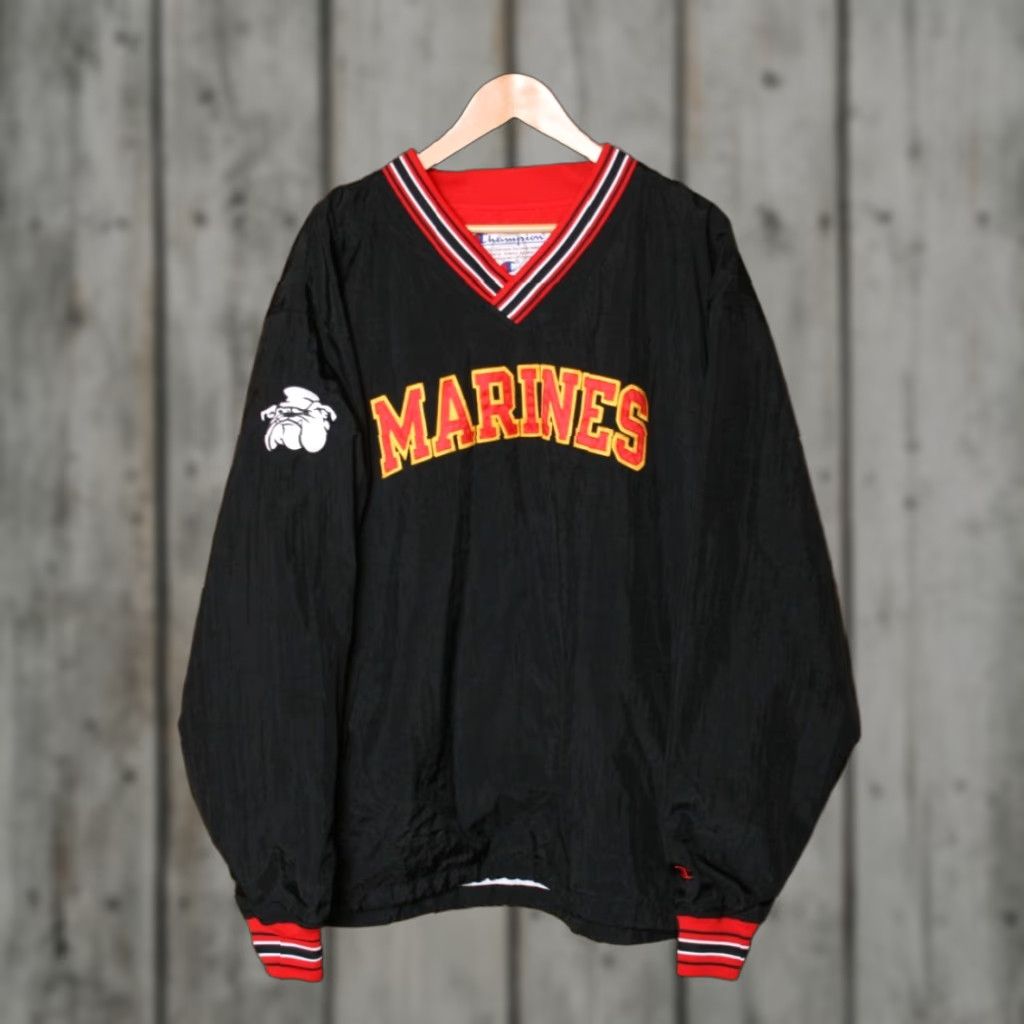 Champion VINTAGE Champion Marines USMC Devil Dogs Pullover Windbreaker Jacket XL Men Black Windbreaker Shirt Jacket? Size US XL / EU 56 / 4 - 1 Thumbnail