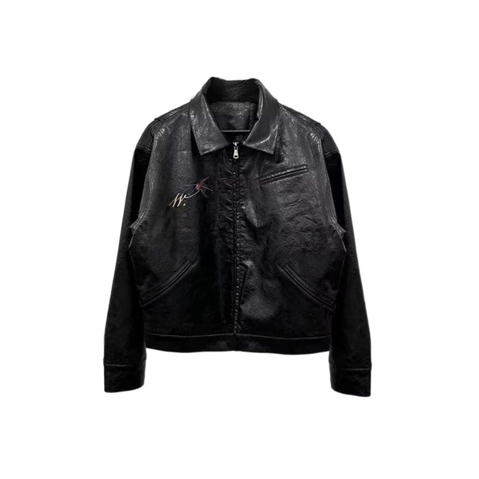 Japanese Brand Black Faux Leather Graphic Print Jacket, Relaxed Fit Size US M / EU 48-50 / 2 - 5 Thumbnail