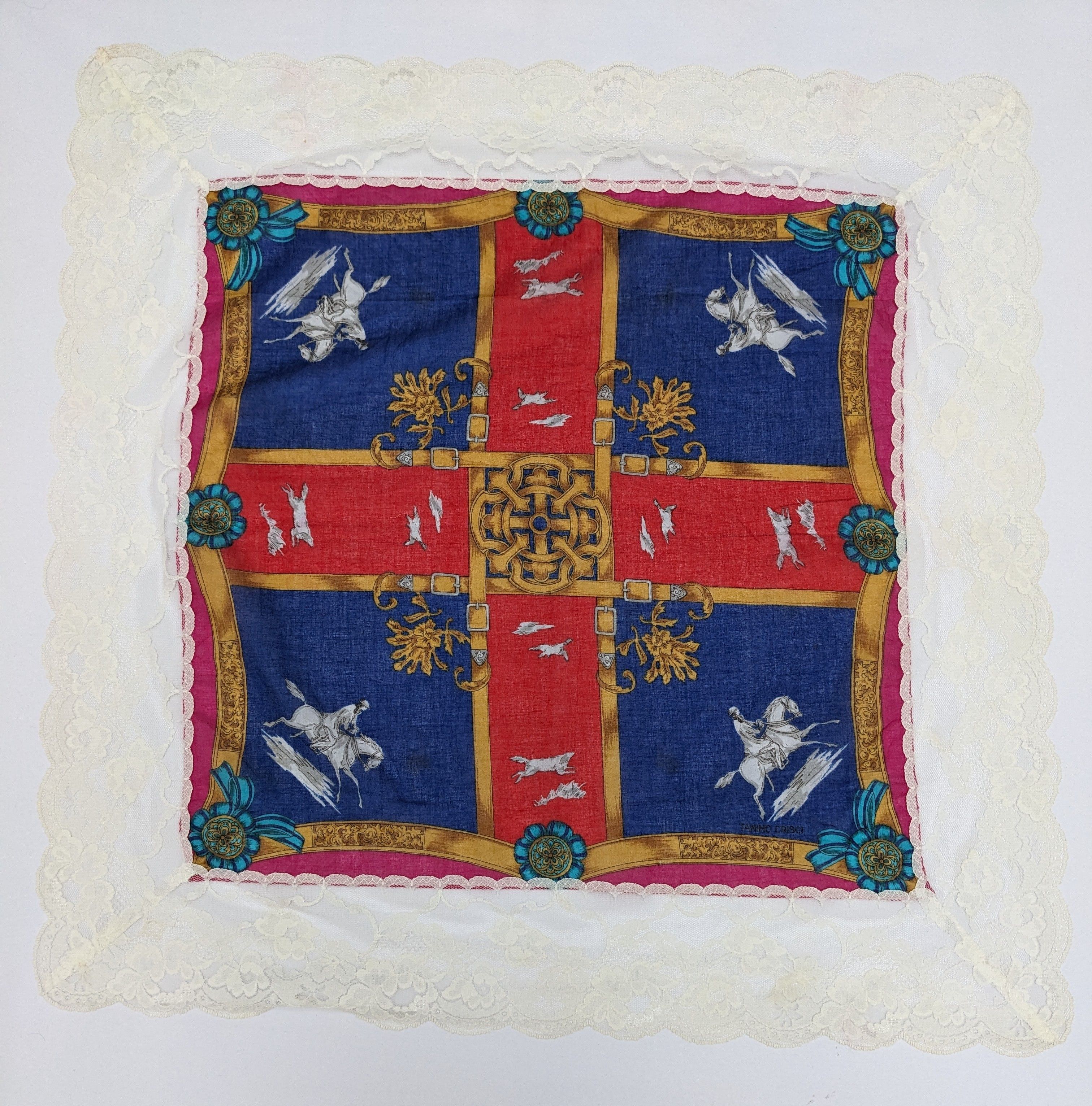 Tanino Crisci Vintage Tanino Crisci Equestrian Silk-Cotton Handkerchief Size ONE SIZE - 4 Thumbnail