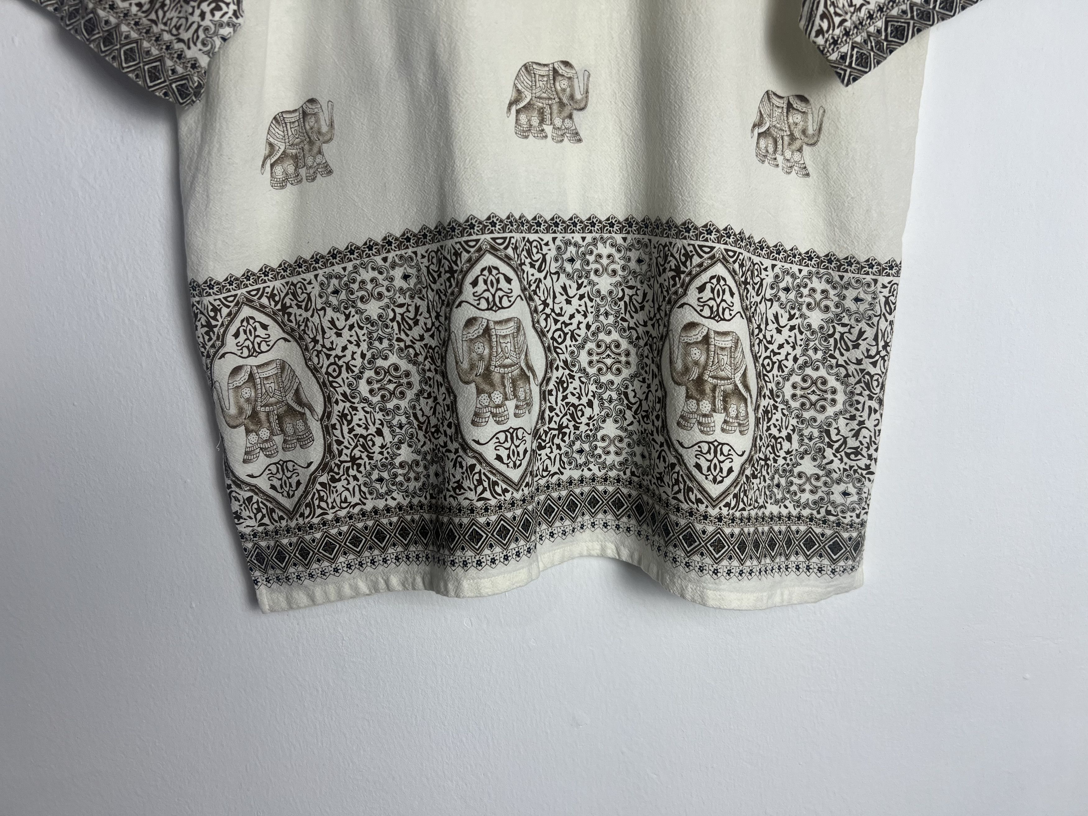 If Six Was Nine Elephant Print Patterned Trim Collar Camp Shirt Size US L / EU 52-54 / 3 - 11 Thumbnail