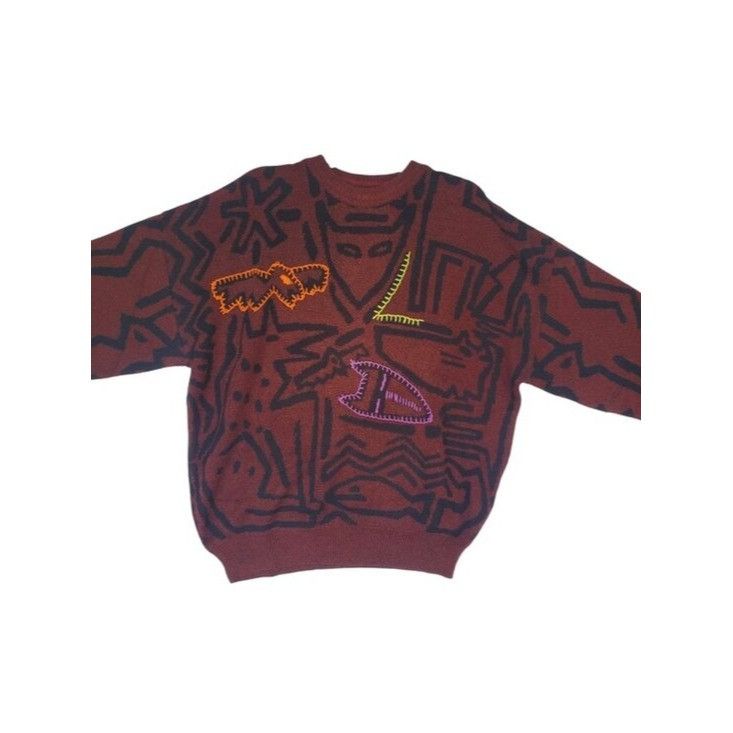 FALKE Vintage Sweater RARE Retro Embroidered Graphics Falke by Jef Size US L / EU 52-54 / 3 - 7 Thumbnail