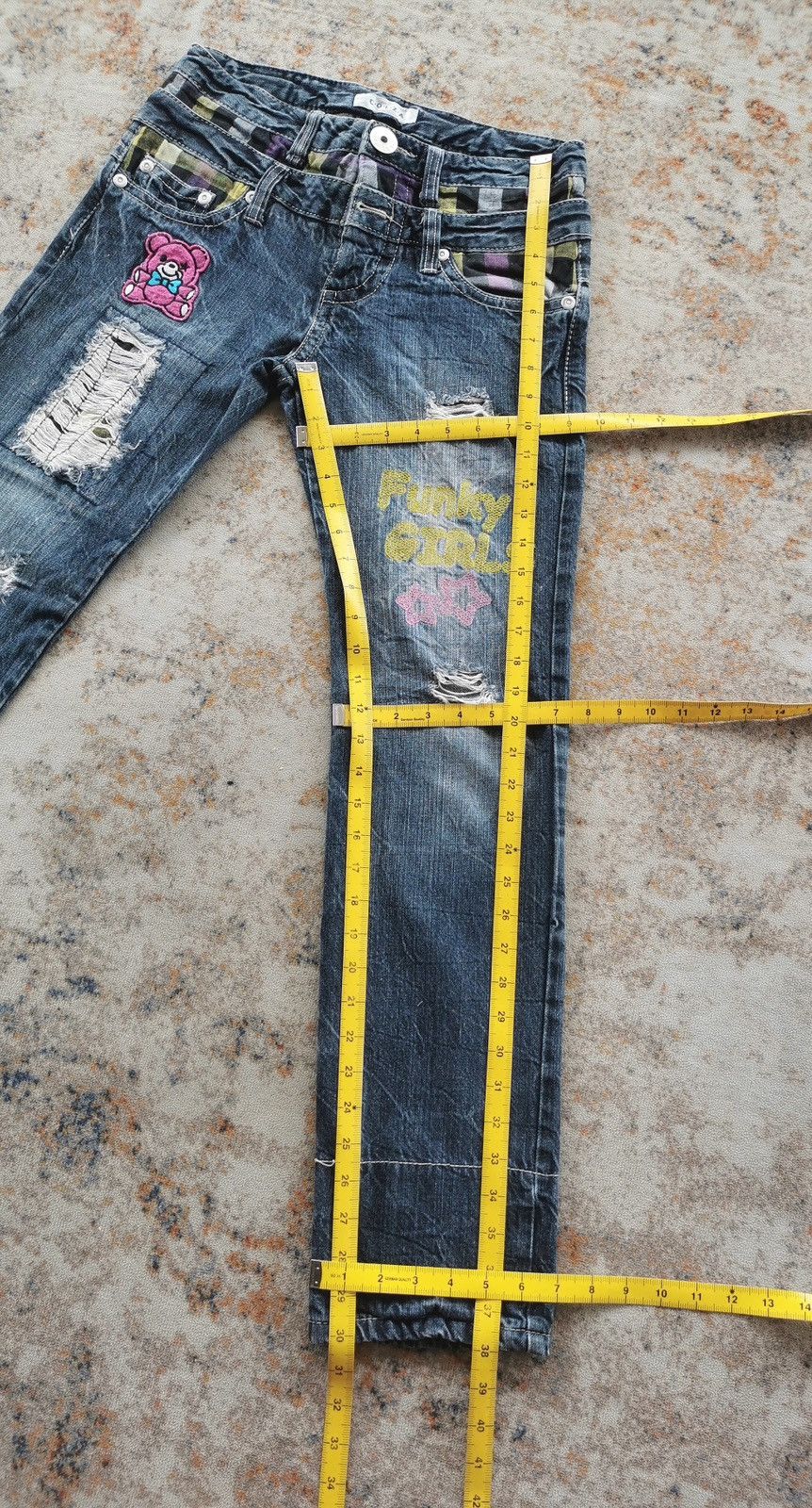 Ed Hardy Colza Japan Rakish Style Funky Girls Double Waist Jeans Size 28" / US 6 / IT 42 - 12 Thumbnail