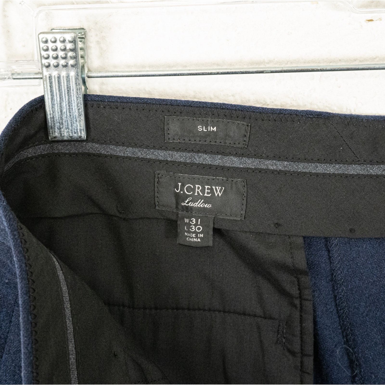 J.Crew J.Crew Ludlow Slim Navy Dress Pants Flannel Wool Lanificio Size US 31 - 2 Thumbnail