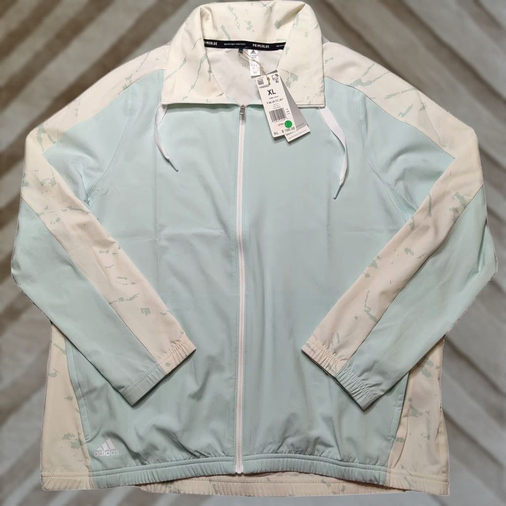 Adidas VINTAGE ADIDAS Women Windbreaker XL PrimeBlue Halo Mint White Full Zip L/S Windbreaker NEW HA0583 Size XL / US 12-14 / IT 48-50 - 1 Thumbnail