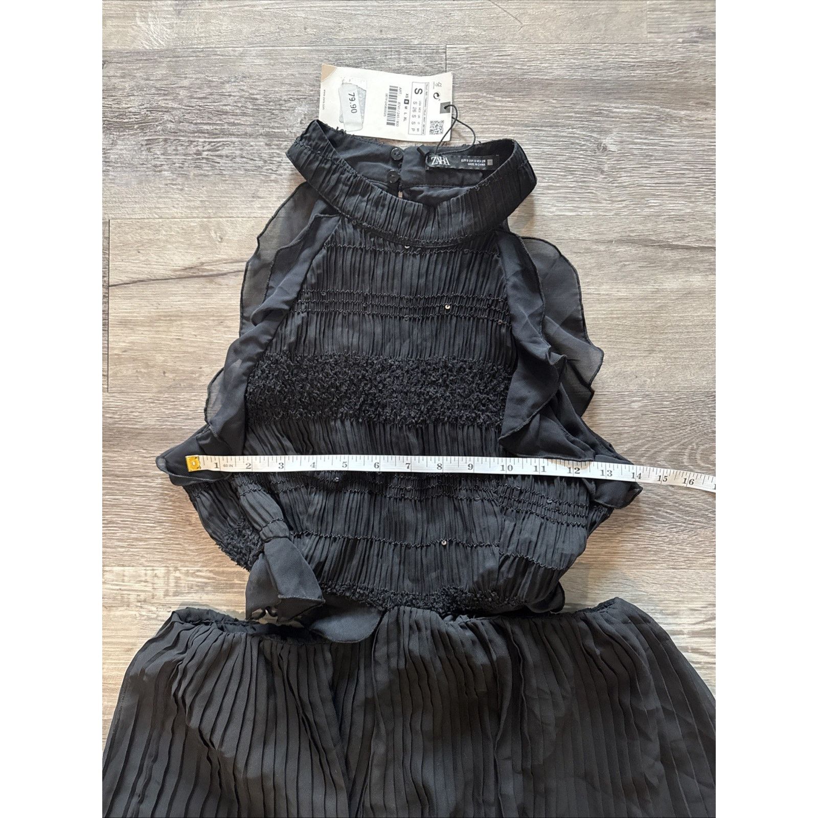 Zara Zara Black Ruffled Pleated Midi Dress Size S Brand New Size S / US 4 / IT 40 - 4 Thumbnail