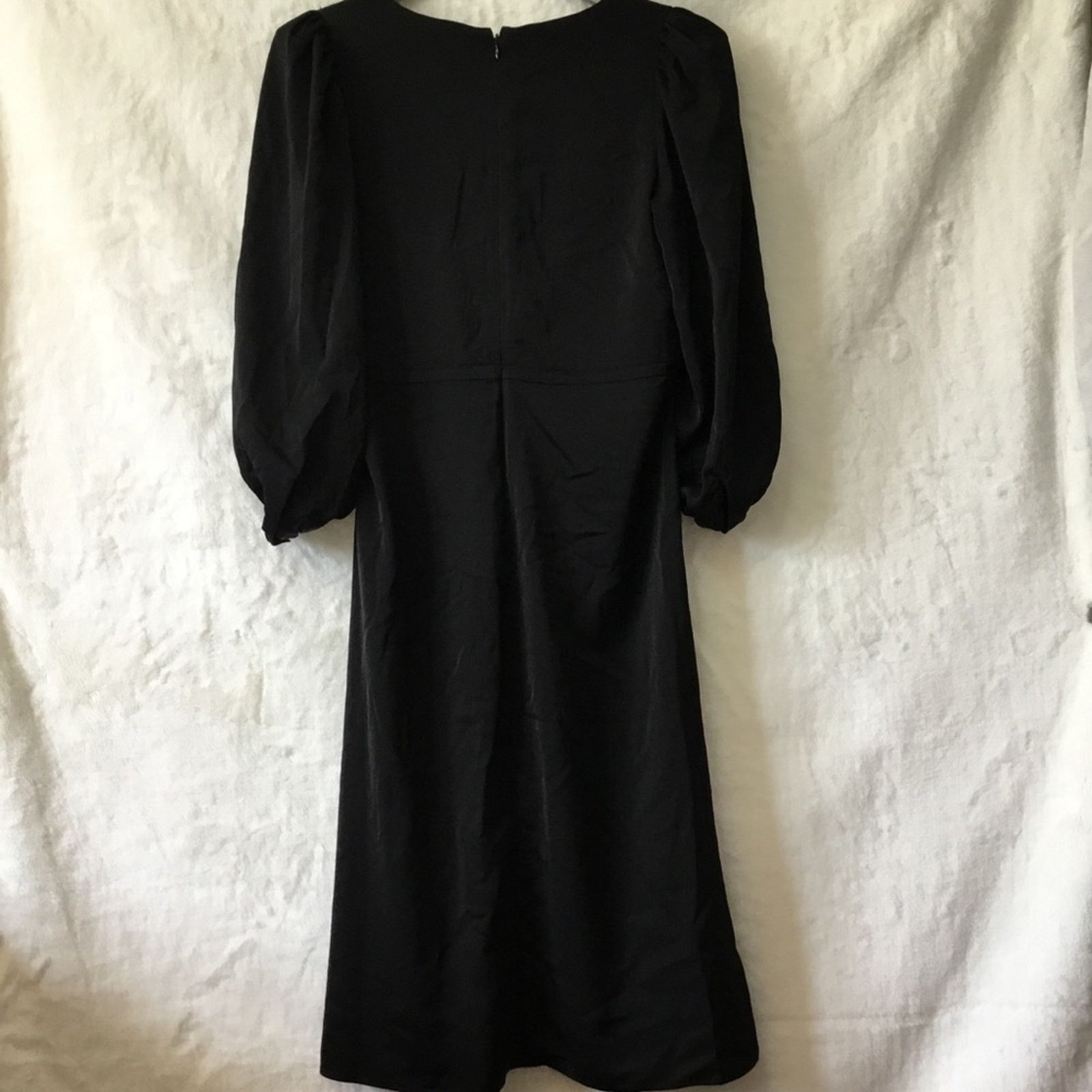 Banana Republic Banana Republic Black Twist-Front Midi Dress Size L / US 10 / IT 46 - 6 Thumbnail