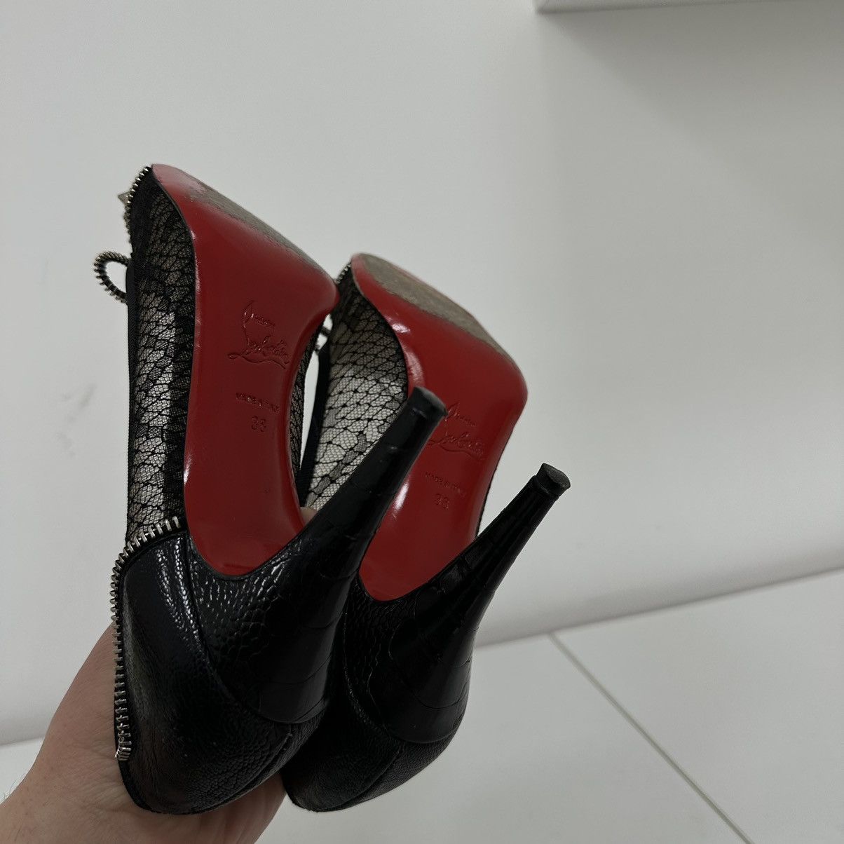 Christian Louboutin Christian Loboutain Candy Spike Pumps Black Leather Heels Size US 8 / IT 38 - 10 Thumbnail