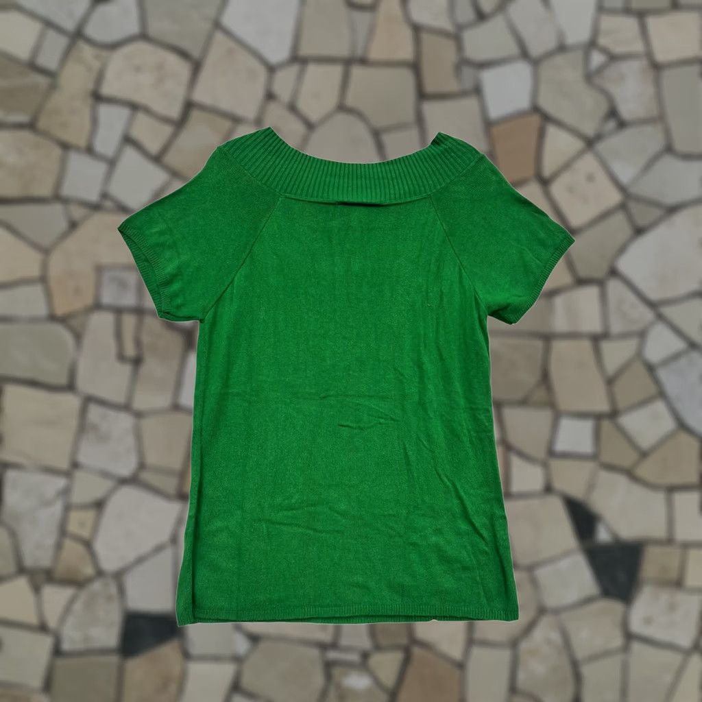 Vintage Kari New York Green Short Sleeve Sweater Top Keyhole Neck L Womens Sweat er? Size L / US 10 / IT 46 - 1 Thumbnail