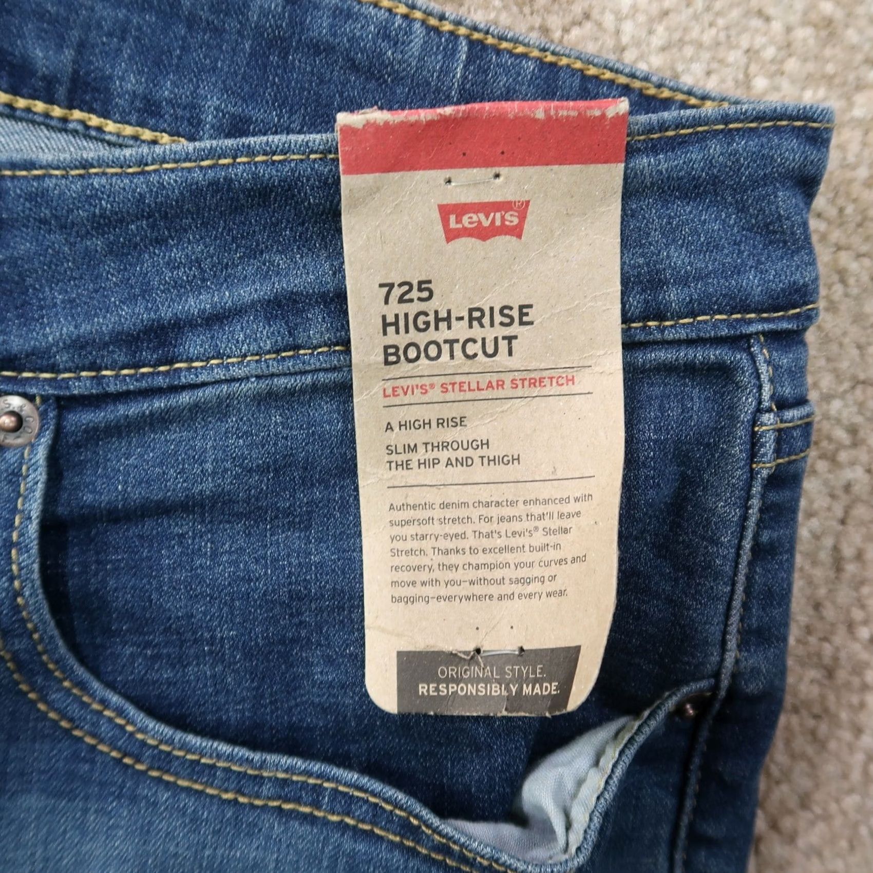 Levi's Levi's 725 Boot Cut Jeans Women's 33 Blue Denim Stretch Pants Regular High Rise 5-Pocket Brand Levi's Size 24" / US 00 / IT 34 - 4 Thumbnail