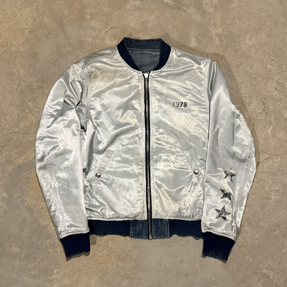 Diesel Vintage Diesel Faded Denim Reversible Bomber Jacket Grunge Size US L / EU 52-54 / 3 - 11 Thumbnail