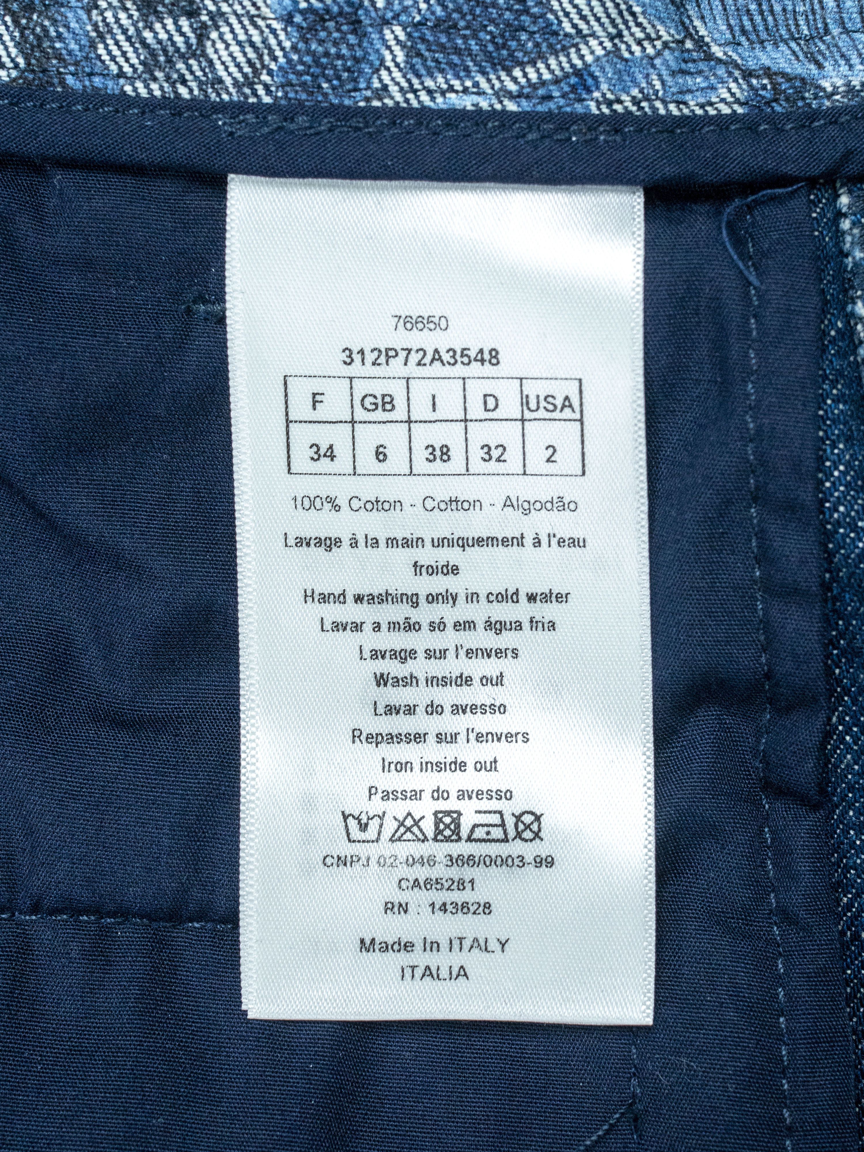 Dior Christian Dior Blue Overall Botanical Printed Denim Shorts Size 25" / US 0 / IT 36 - 8 Thumbnail