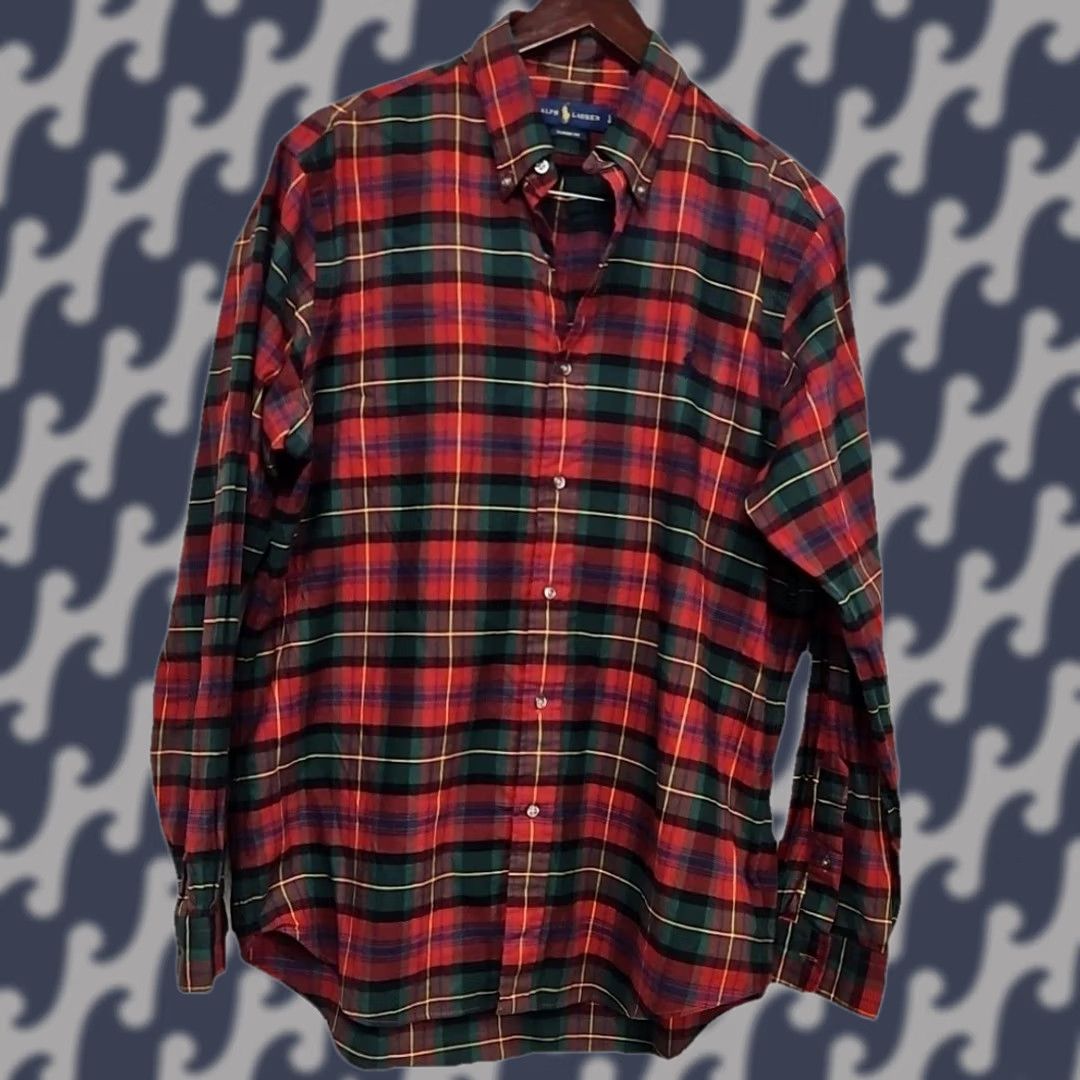 Ralph Lauren Ralph Lauren Button-Down Shirt LG Red Green Plaid Classic Fit Men’s Cotton Multicolor Long Sleeve Casual Business Travel Easy Care Size US L / EU 52-54 / 3 - 1 Thumbnail