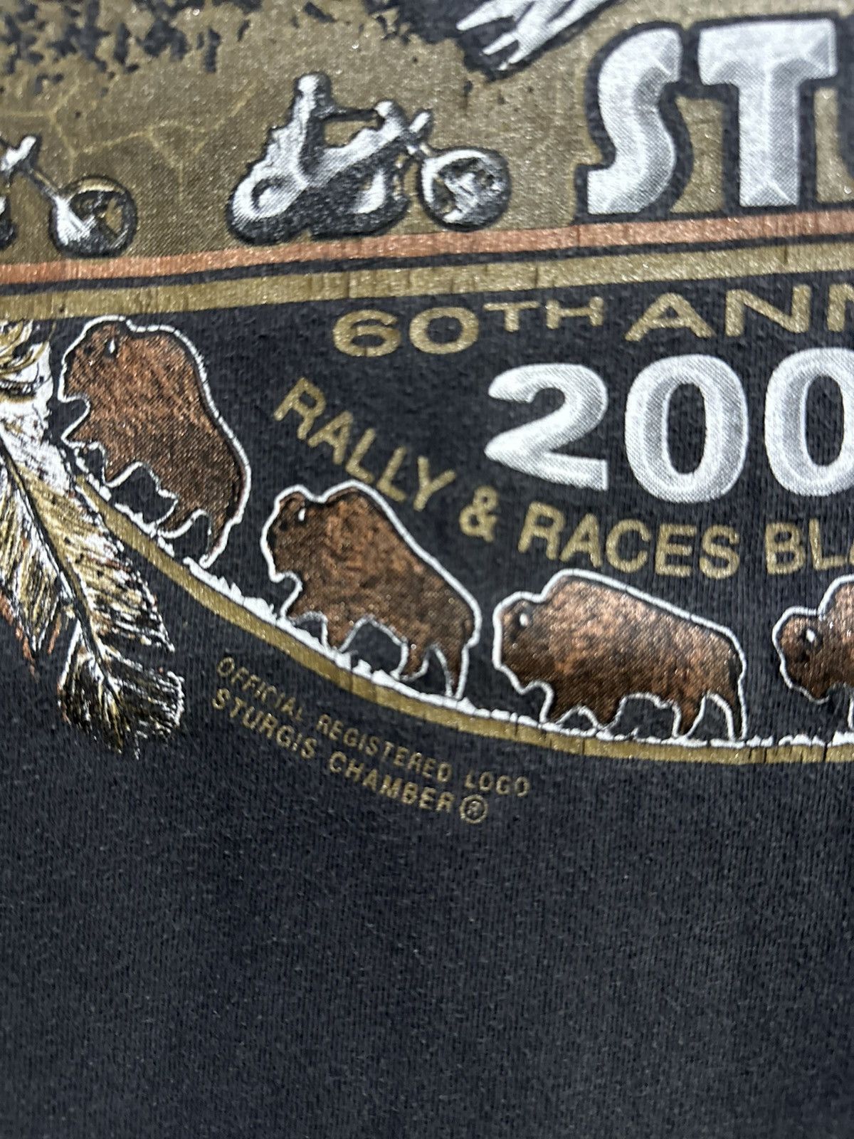 Hanes × Vintage Vintage Sturgis 60st Annual Rally Race Faded Tee Size US XL / EU 56 / 4 - 2 Thumbnail