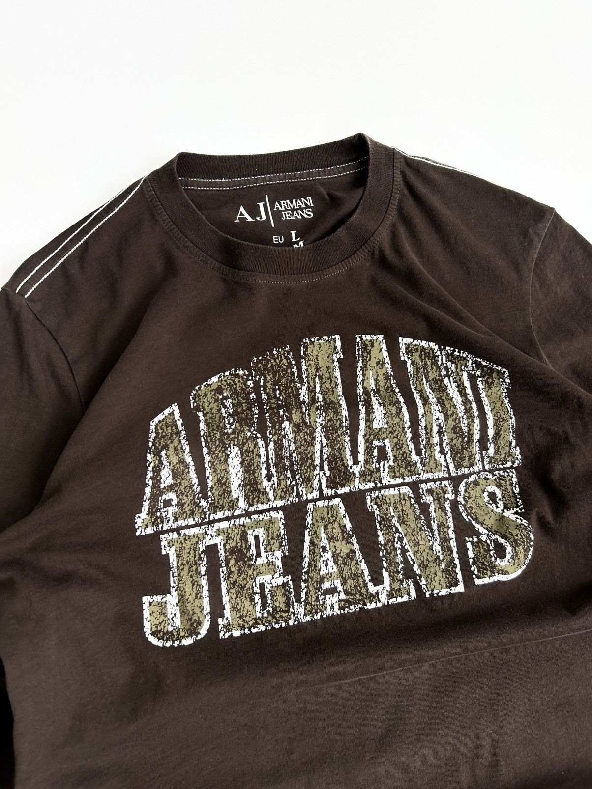 Armani × Vintage Vintage Armani Jeans Long Sleeve Shirt Brown Y2k Rare Size US L / EU 52-54 / 3 - 5 Thumbnail