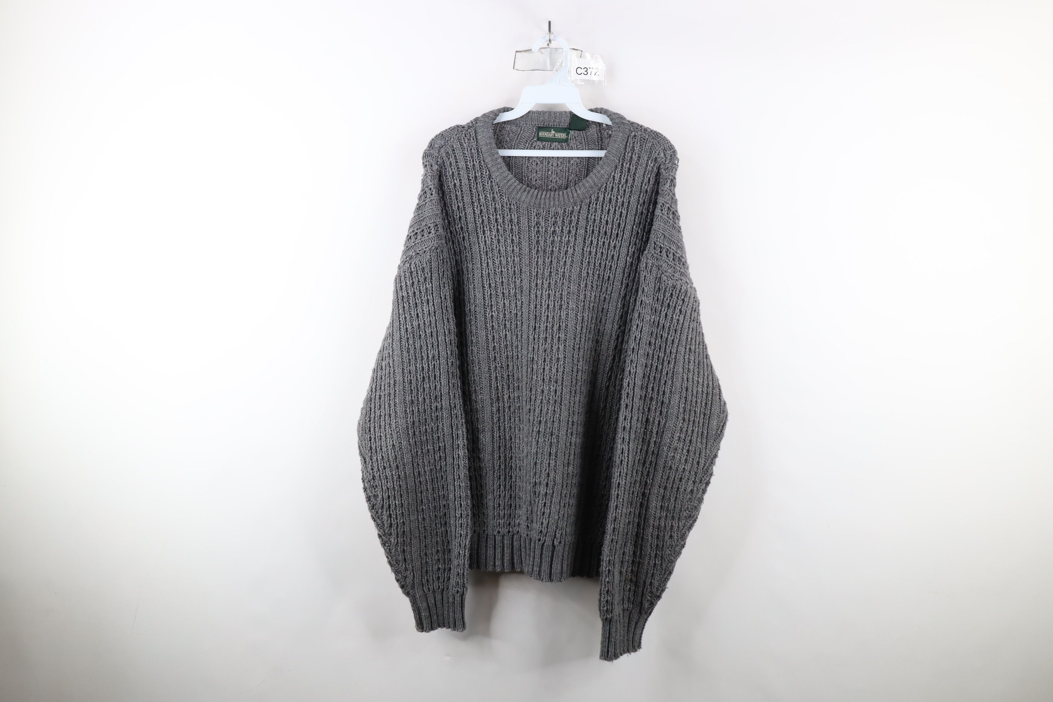 Vintage Vintage 90s Streetwear Chunky Ribbed Crewneck Sweater Gray Size US L / EU 52-54 / 3 - 1 Thumbnail