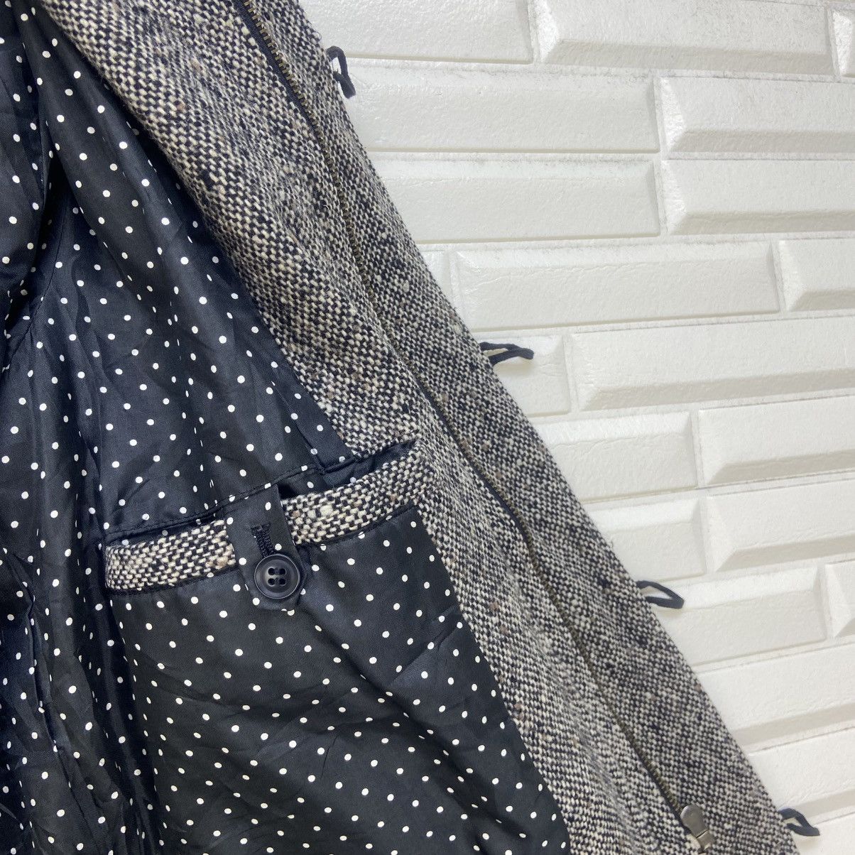 Japanese Brand Working@Manys Rabbit Fur Herringbone Wool Heavy Coat Size US S / EU 44-46 / 1 - 13 Thumbnail
