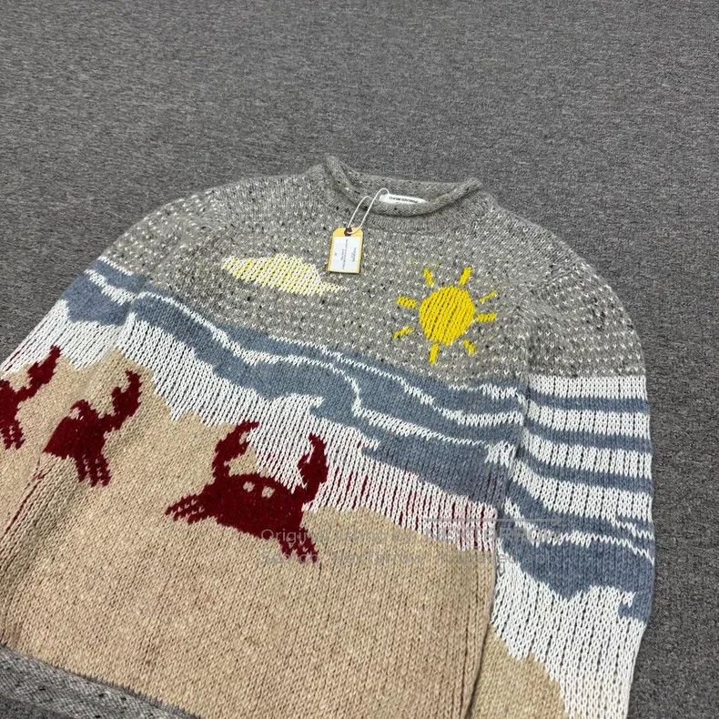 Thom Browne Thom Browne Beach crab sun jacquard knit sweater Size US M / EU 48-50 / 2 - 4 Thumbnail