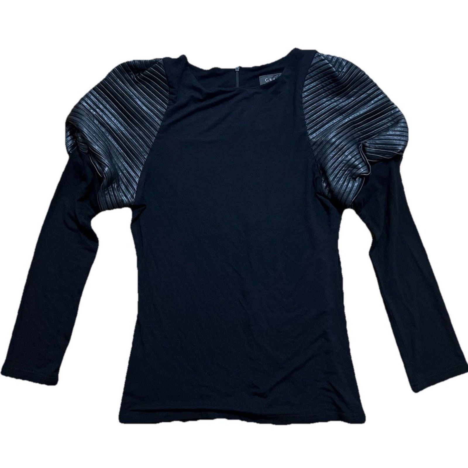 & Other Stories Gracia black leather nylon top office party size S A001429 Size S / US 4 / IT 40 - 1 Thumbnail