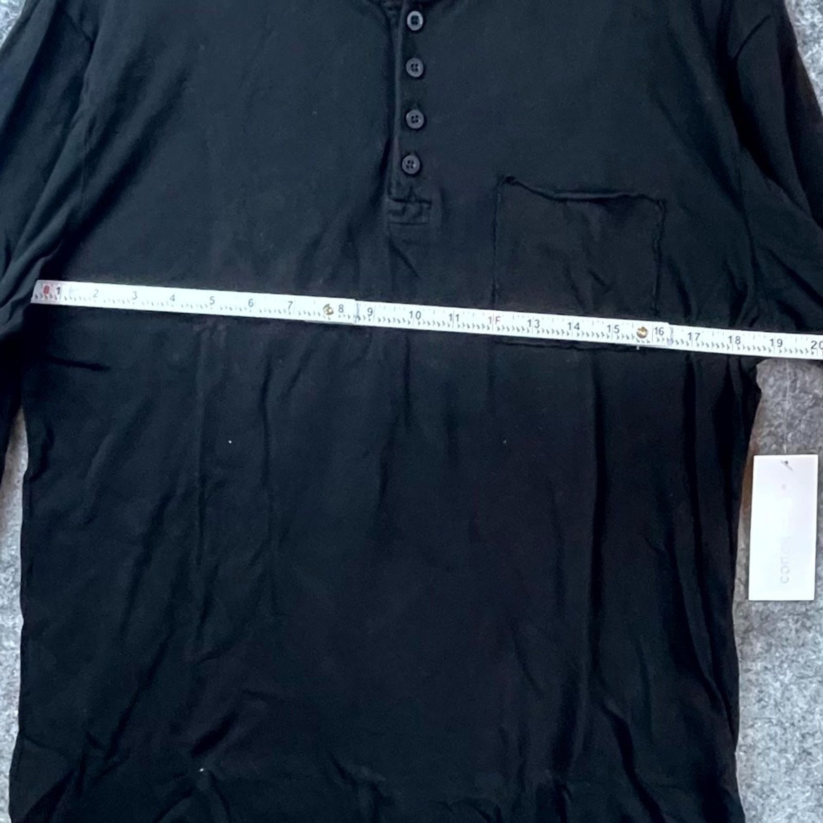 Cotton Citizen Jagger Long Sleeve Henley Large Men Jet Black