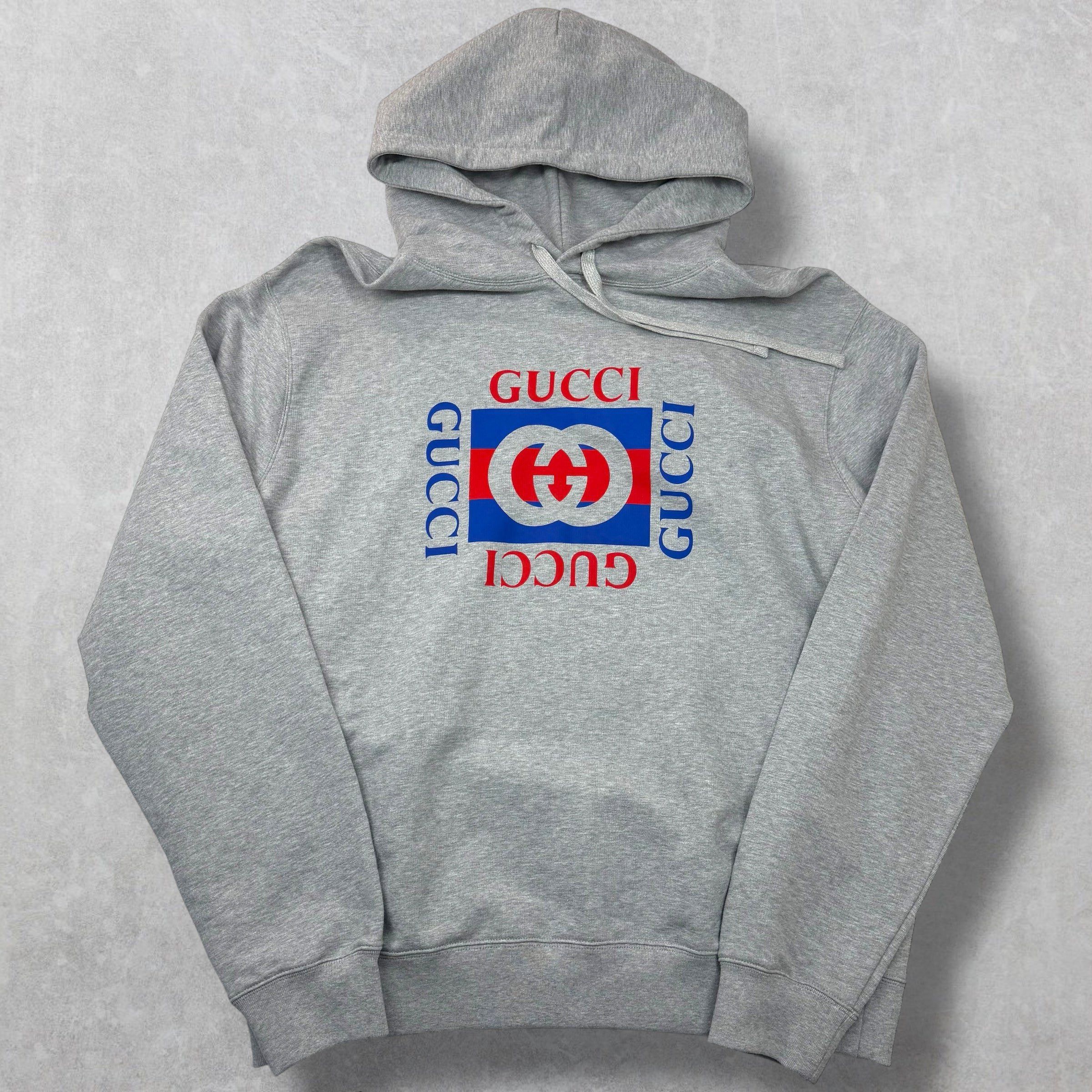 Gucci Gucci Logo Print Grey Cotton Hoodie XXL Size US XXL / EU 58 / 5 - 1 Thumbnail