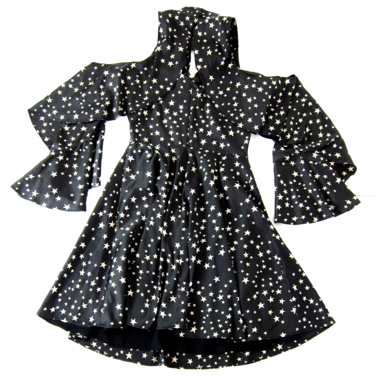 Boston Proper VINTAGE Boston Proper Black Ivory Star Open Shoulder Flare Sleeve Sheath Smock Dress 6 Size M / US 6-8 / IT 42-44 - 2 Thumbnail