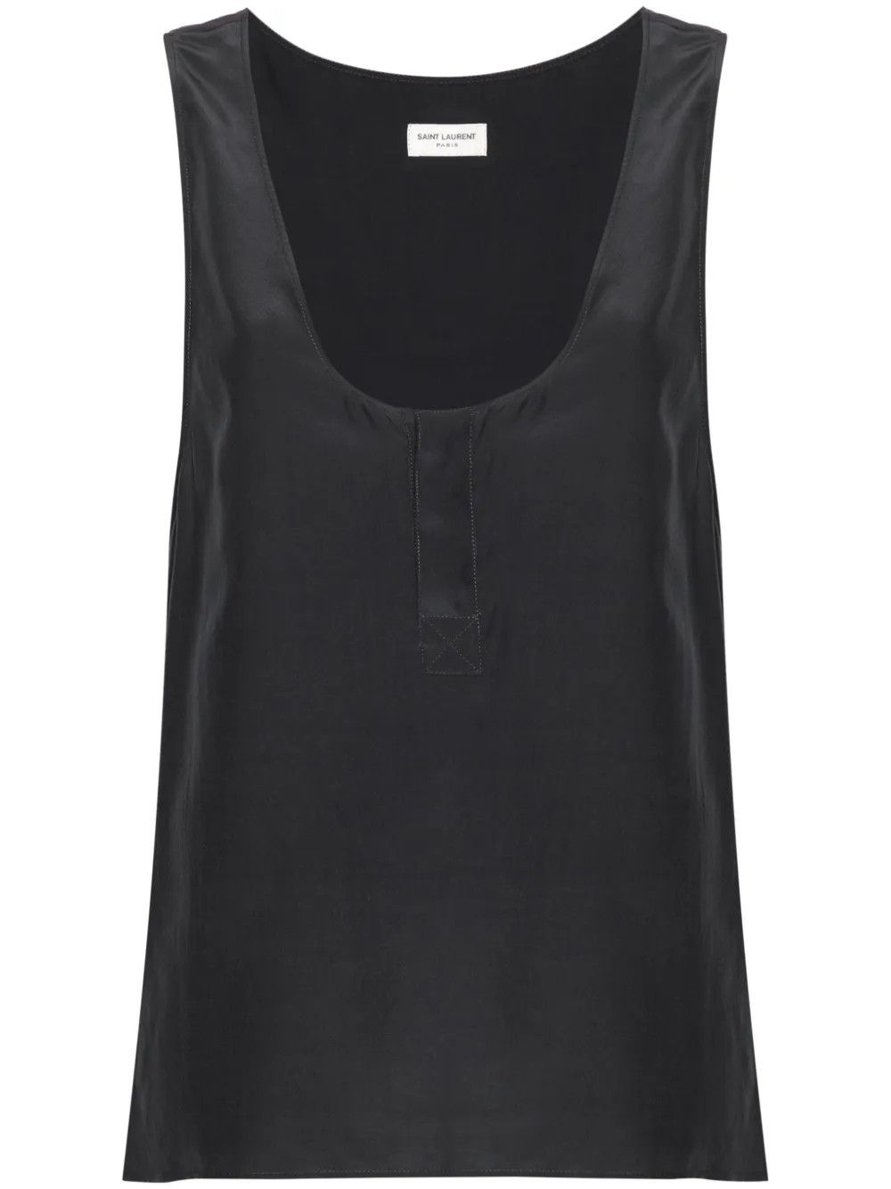 Saint Laurent Paris o1y0126 Silk Tank Top in Gray Size S / US 4 / IT 40 - 1 Thumbnail