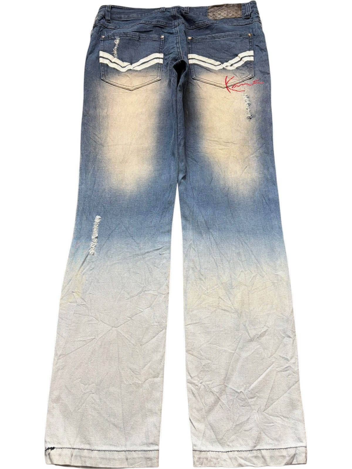 Karl Kani Vintage / Y2K Karl Kani Faded Wash Distress Jeans Size US 32 / EU 48 - 2 Thumbnail