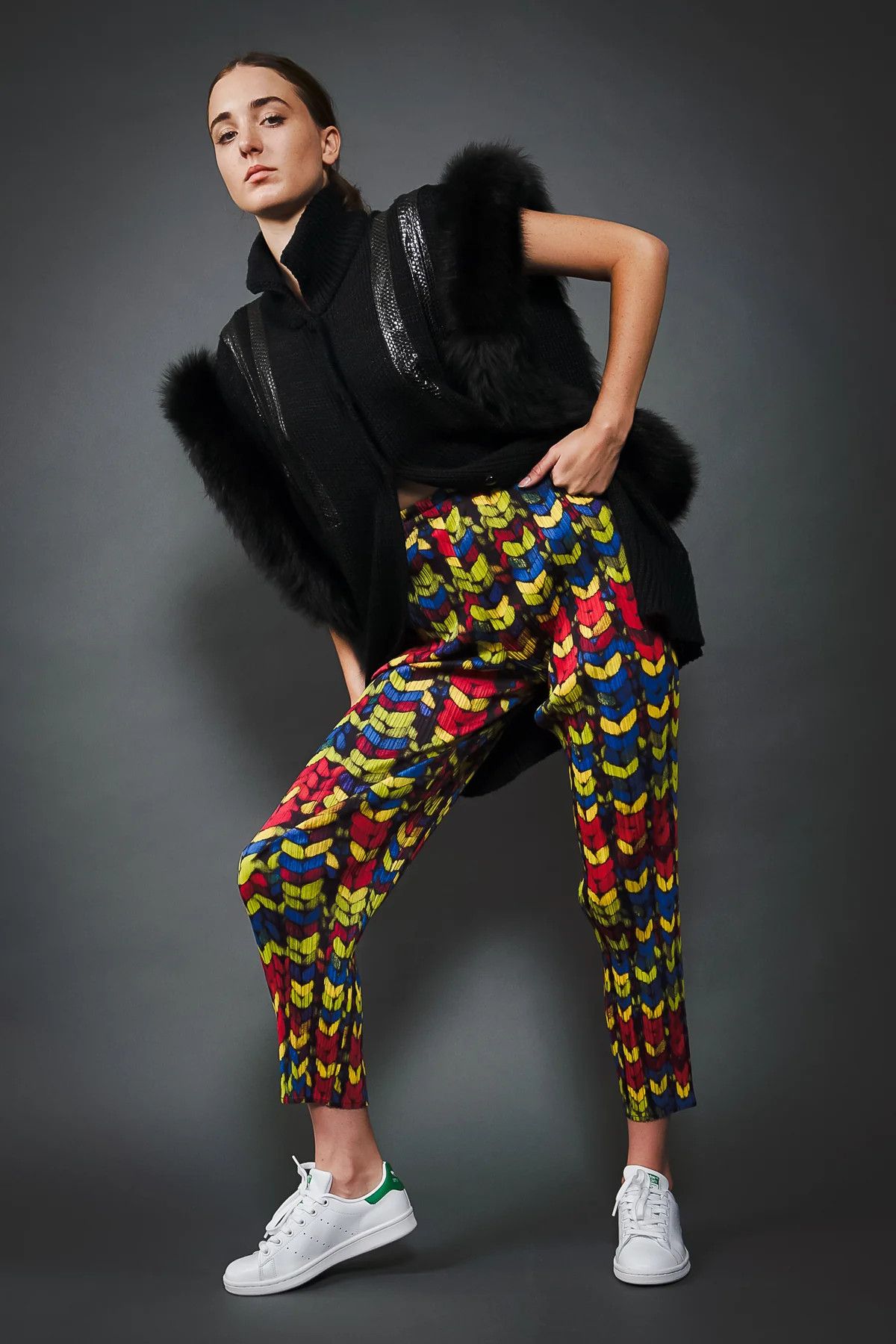Pleats Please Issey Miyake RARE🔥AW 2001 PLEATED YARN KNIT PRINT PANT Size 25" / US 0 / IT 36 - 1 Thumbnail