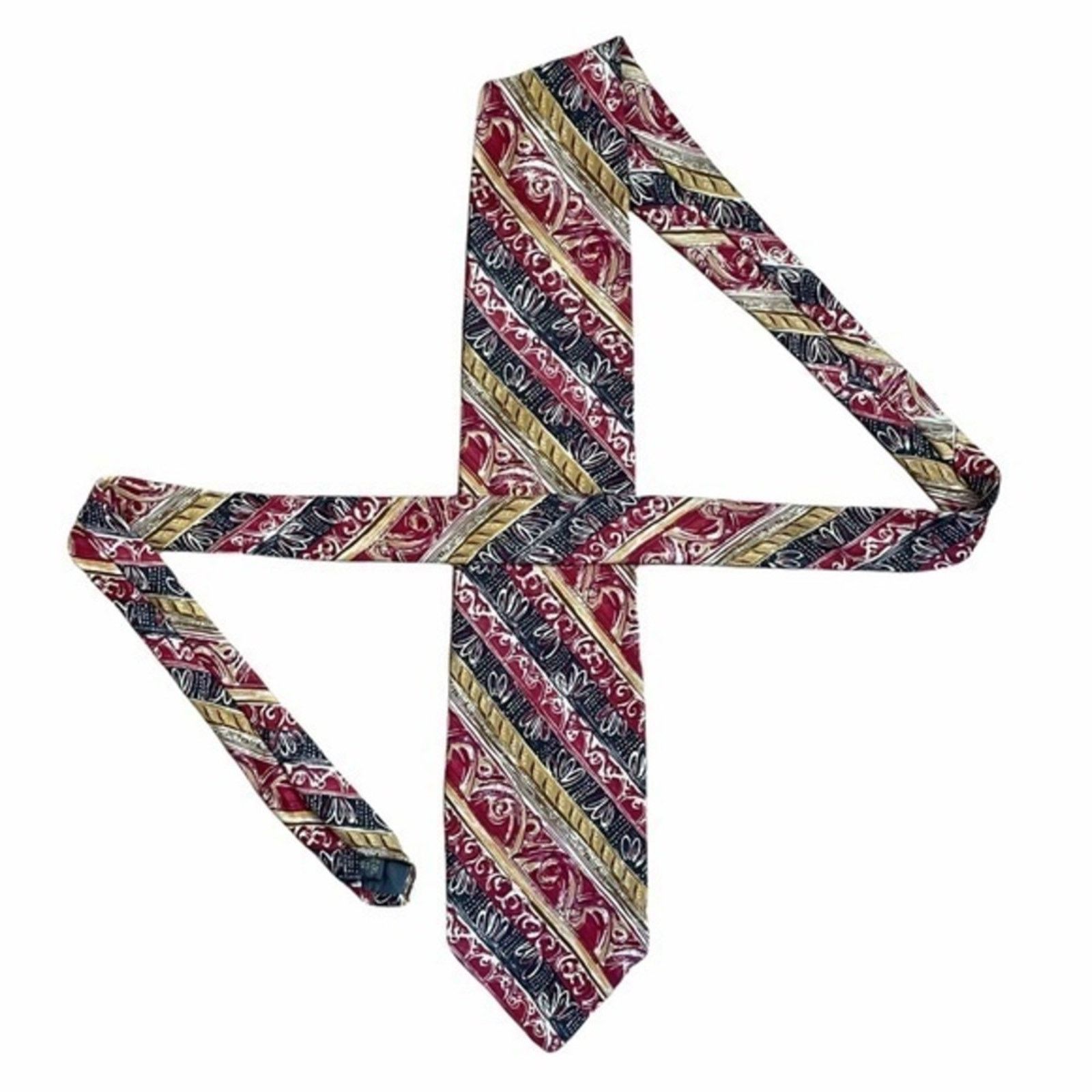 Vintage Vintage Echo Illustrated Stripe Silk Tie Size ONE SIZE - 2 Thumbnail