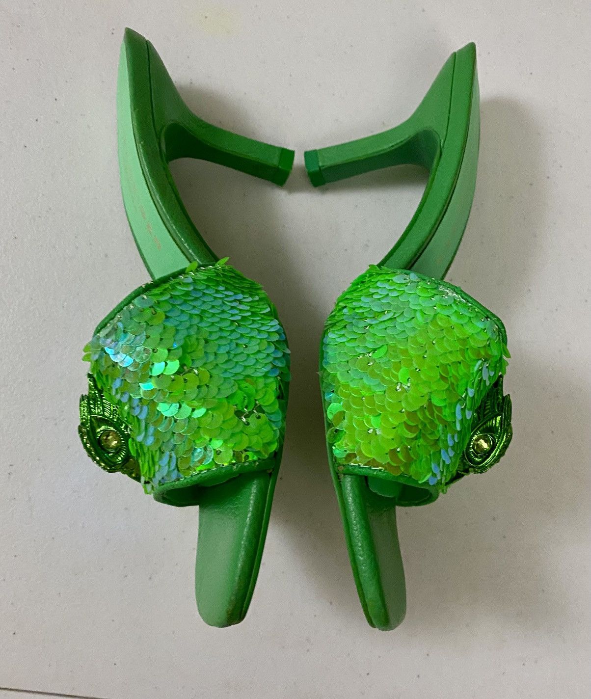 Kurt Geiger KURT GEIGER Green Kensington Sequin-Embellished Woven Mules Size US 6.5 / IT 36.5 - 9 Thumbnail