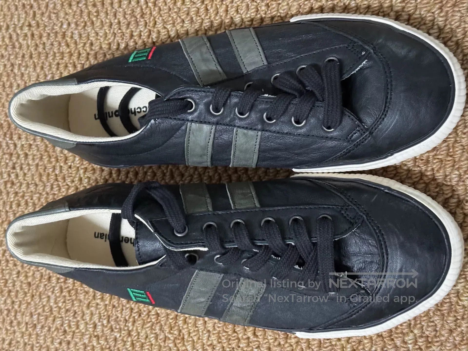 Japanese Brand Macaronian Leather Low-Top Sneakers. Size US 10 / EU 43 - 1 Thumbnail