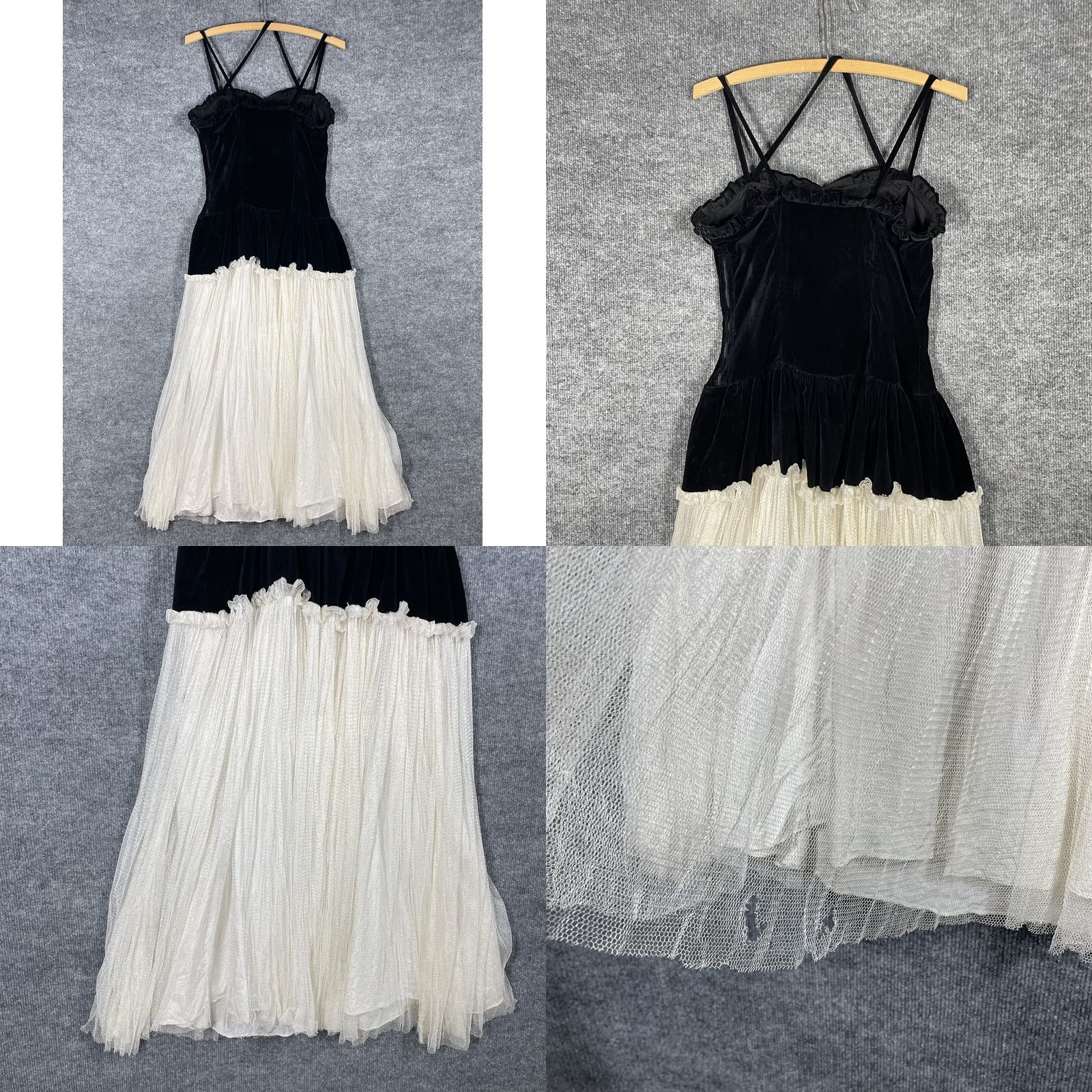Velvet VINTAGE 50s Black Velvet Tulle Dress Womens Size 13 Prom Party Cocktail Netting Ball Gown Eveningwear Black Womens 1950s Size XL / US 12-14 / IT 48-50 - 9 Thumbnail