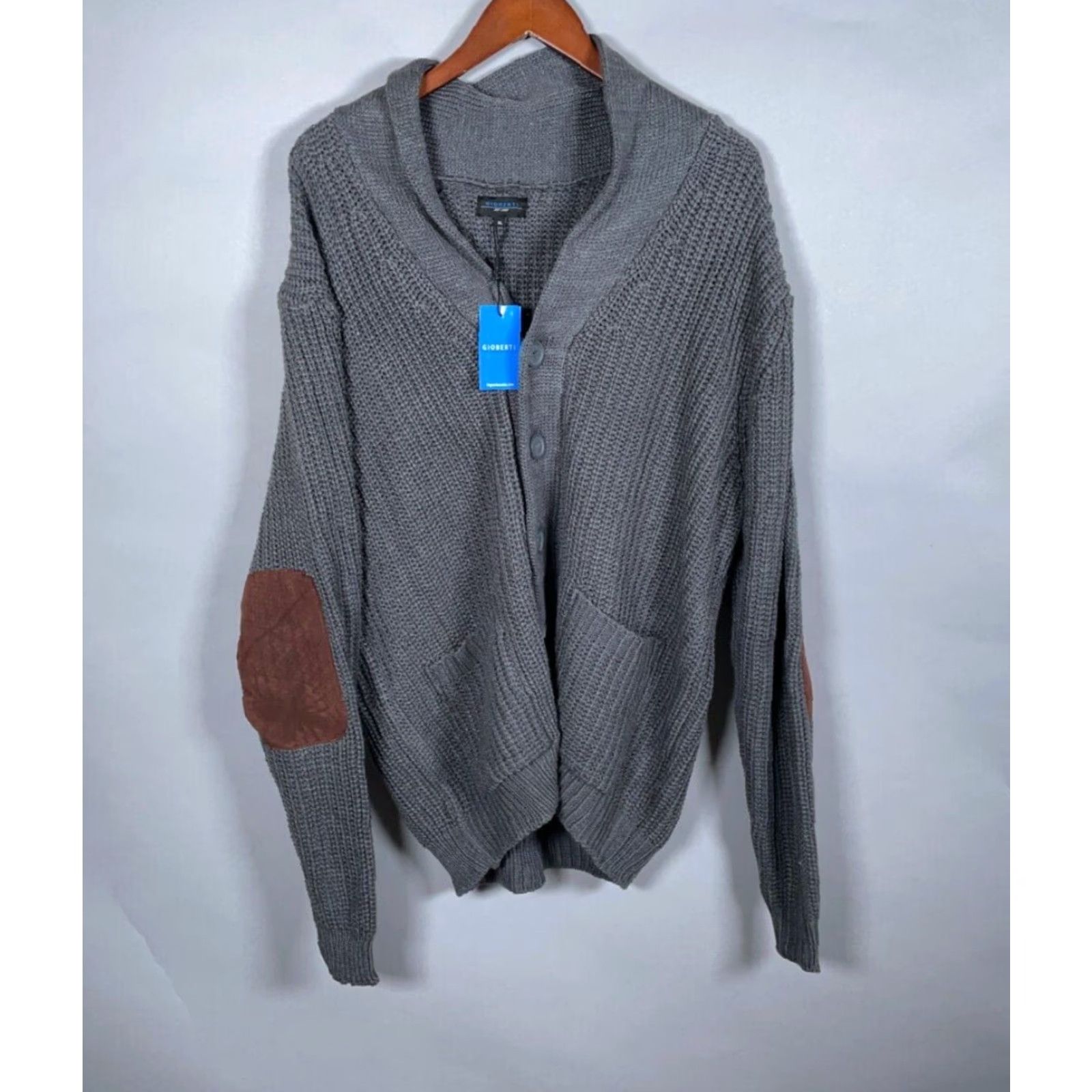 Vintage VINTAGE Gioberti Men's XL Cardigan Sweater Dark Gray Knit Heavyweight Casual Fall Spring Winter Elbow Patches 90s Size US XL / EU 56 / 4 - 2 Thumbnail