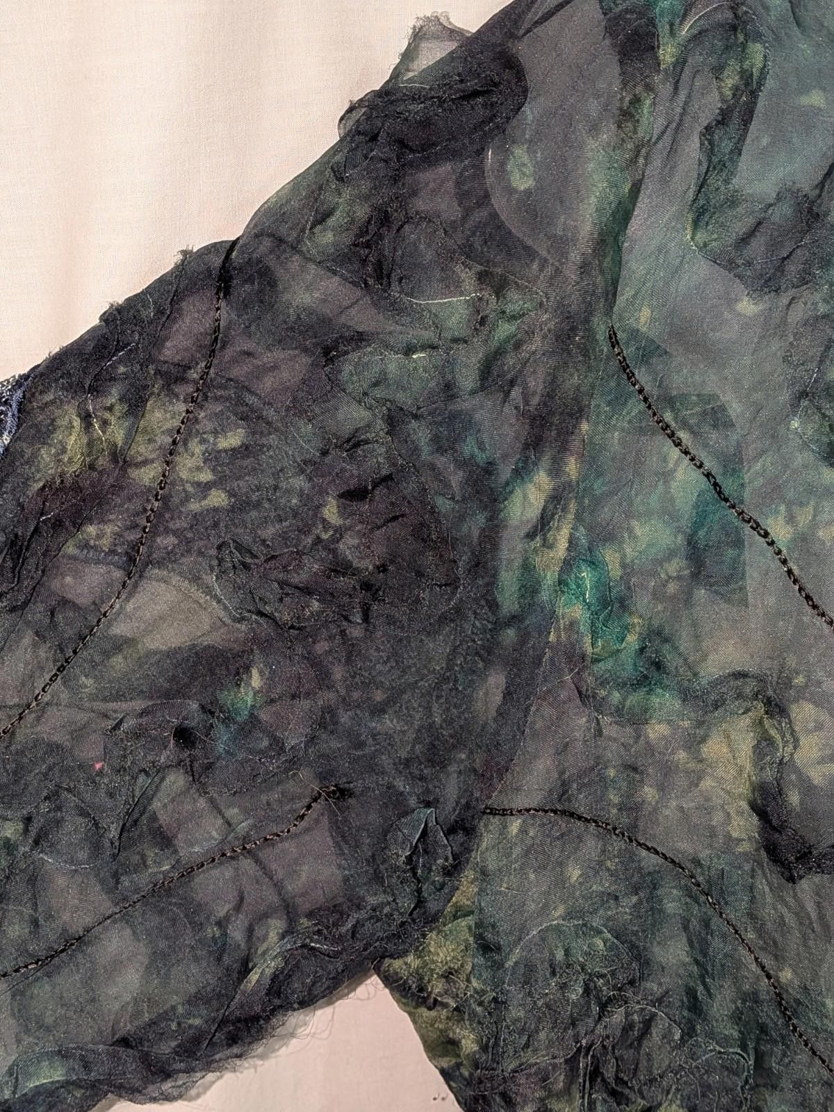 Designer Indigo Moon Silk Sheer Textured Embroidered Tie Dye Jacket Size L / US 10 / IT 46 - 3 Thumbnail