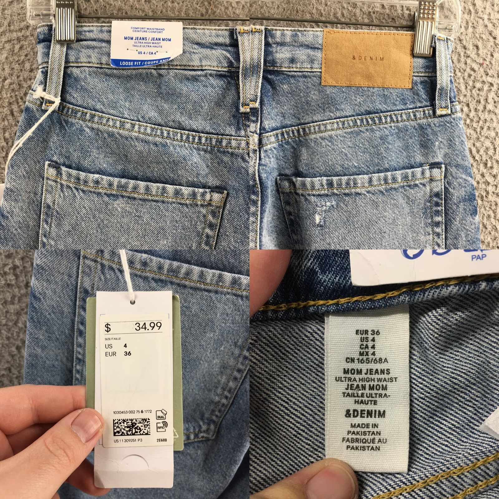 H&M H&M Womens Jeans Mom Distressed Blue High Rise Zip 4 Regular 26x26 Inseam 26 Denim 5-Pocket Size 27" / US 4 / IT 40 - 10 Thumbnail