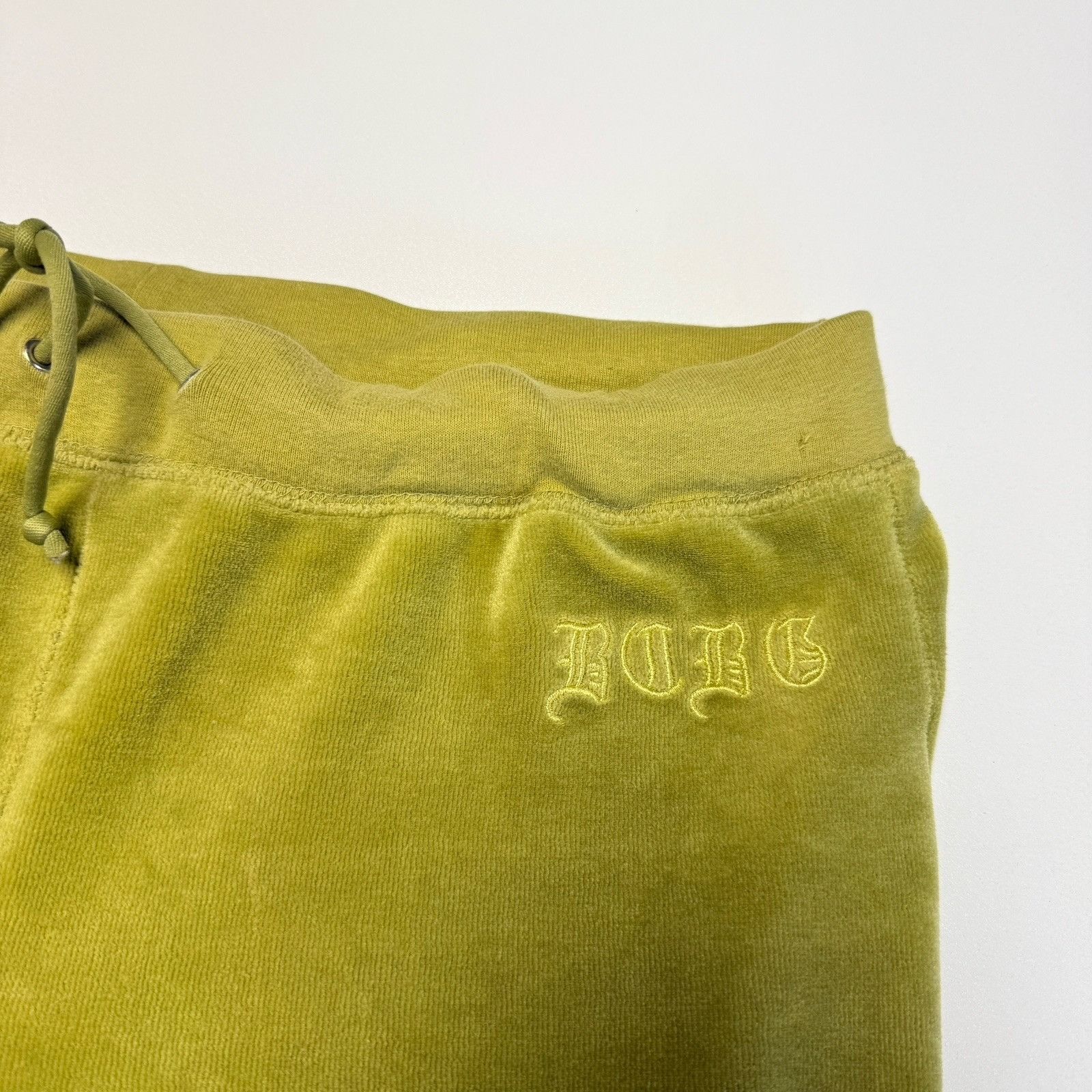 Bcbgmaxazria Vintage BCBG Pants Womens Size PL Olive Yellow Velour Embroi Size 31" - 4 Thumbnail