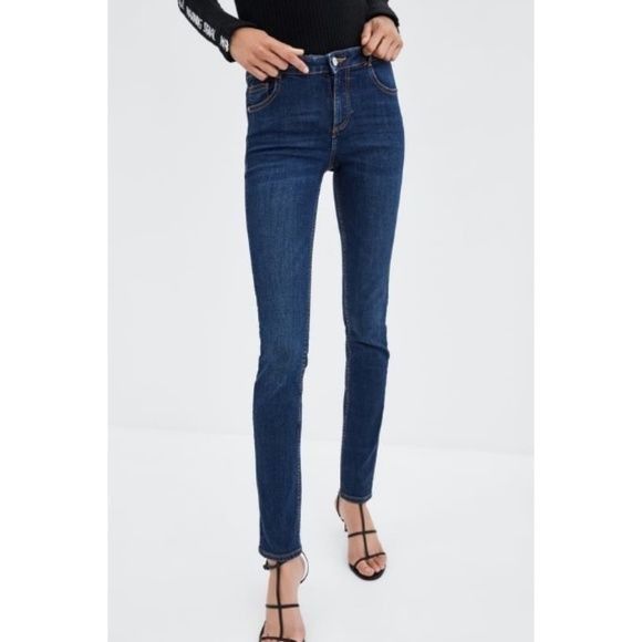 Zara Zara Trafaluc Dark Blue Mid-Rise Skinny Jeans Size 27" / US 4 / IT 40 - 2 Thumbnail