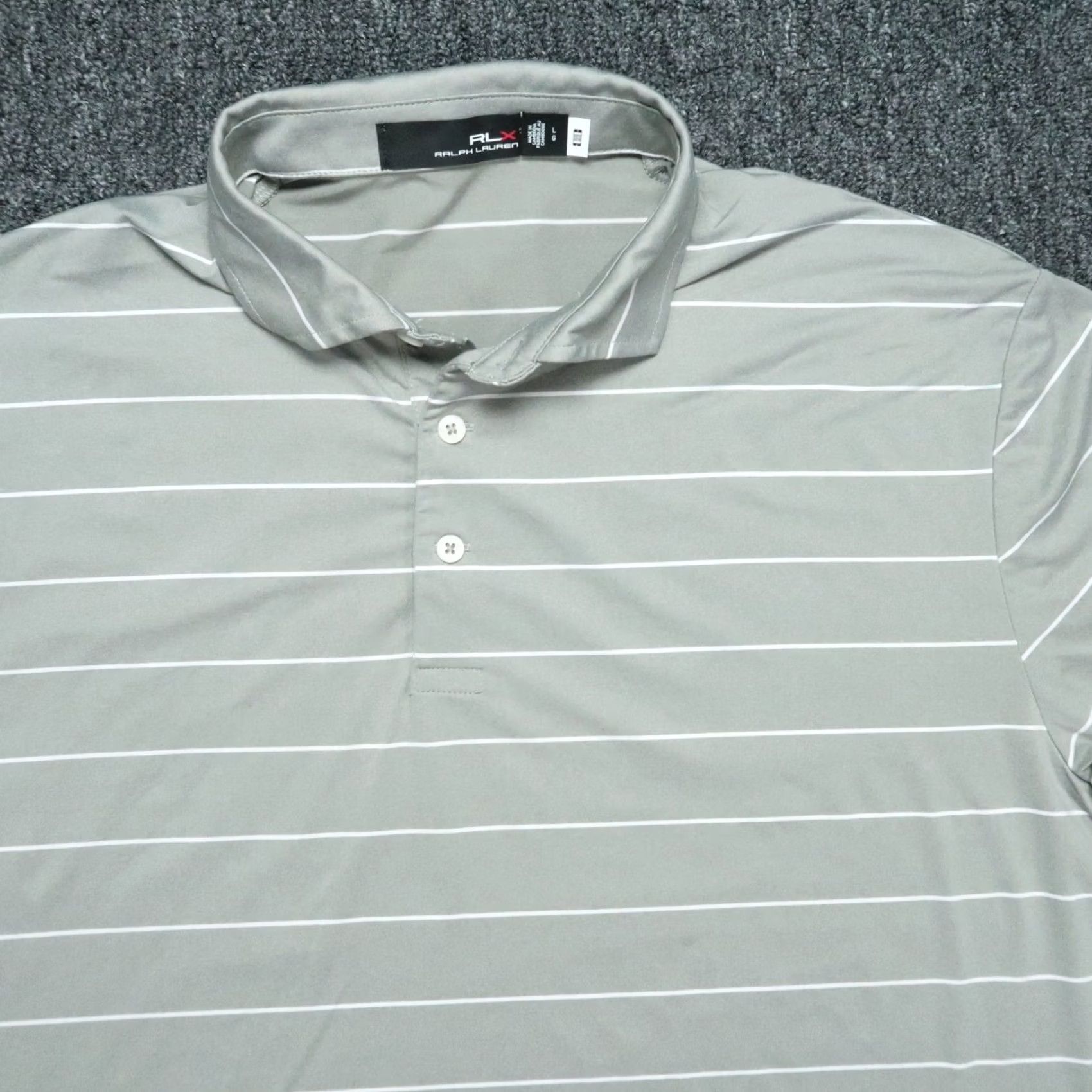 RLX Ralph Lauren RLX Ralph Lauren Shirt Mens Large Gray Performance Golf Polo Striped Size US L / EU 52-54 / 3 - 2 Thumbnail