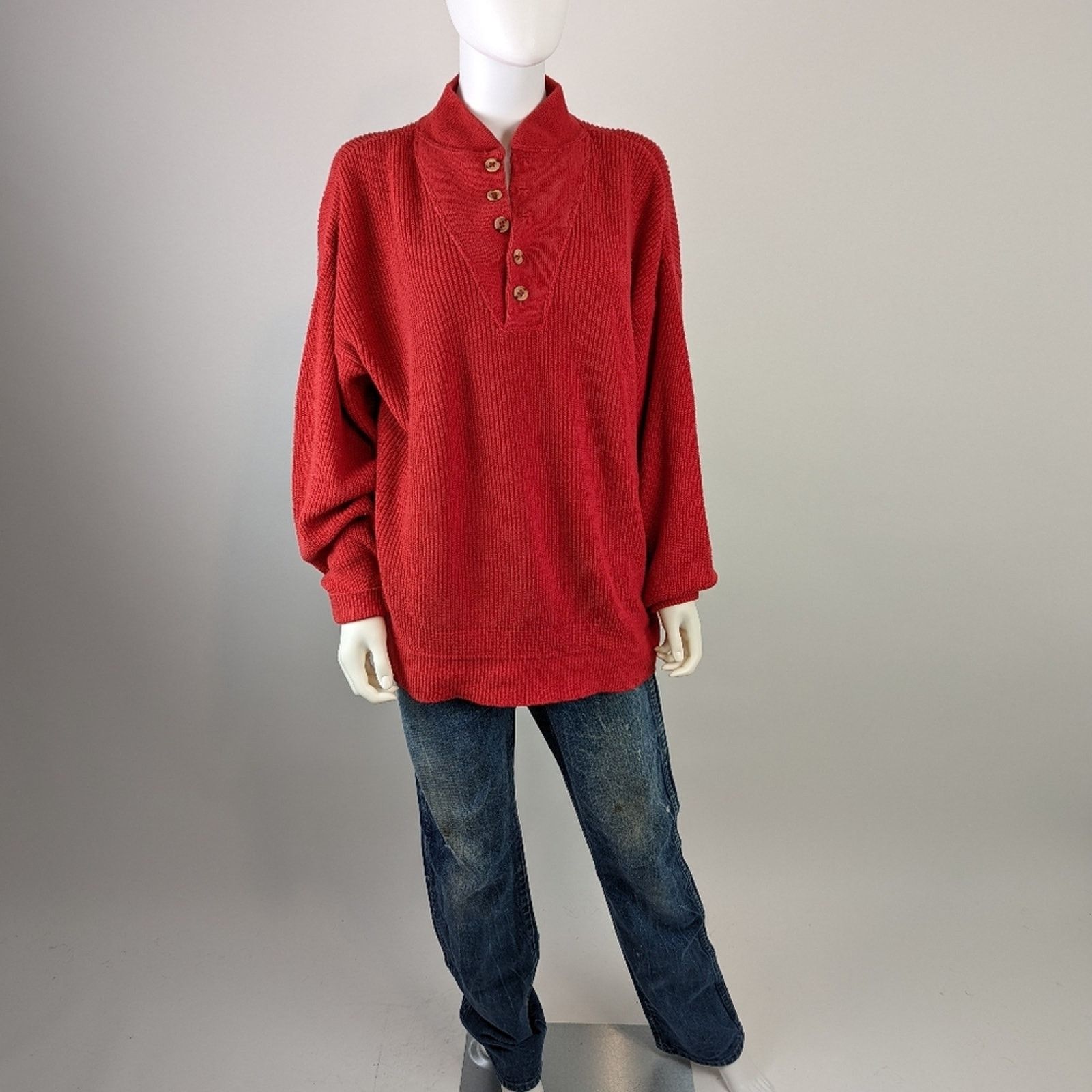Lands' End Land's End Red Knit Vintage Sweater L Size US L / EU 52-54 / 3 - 2 Thumbnail