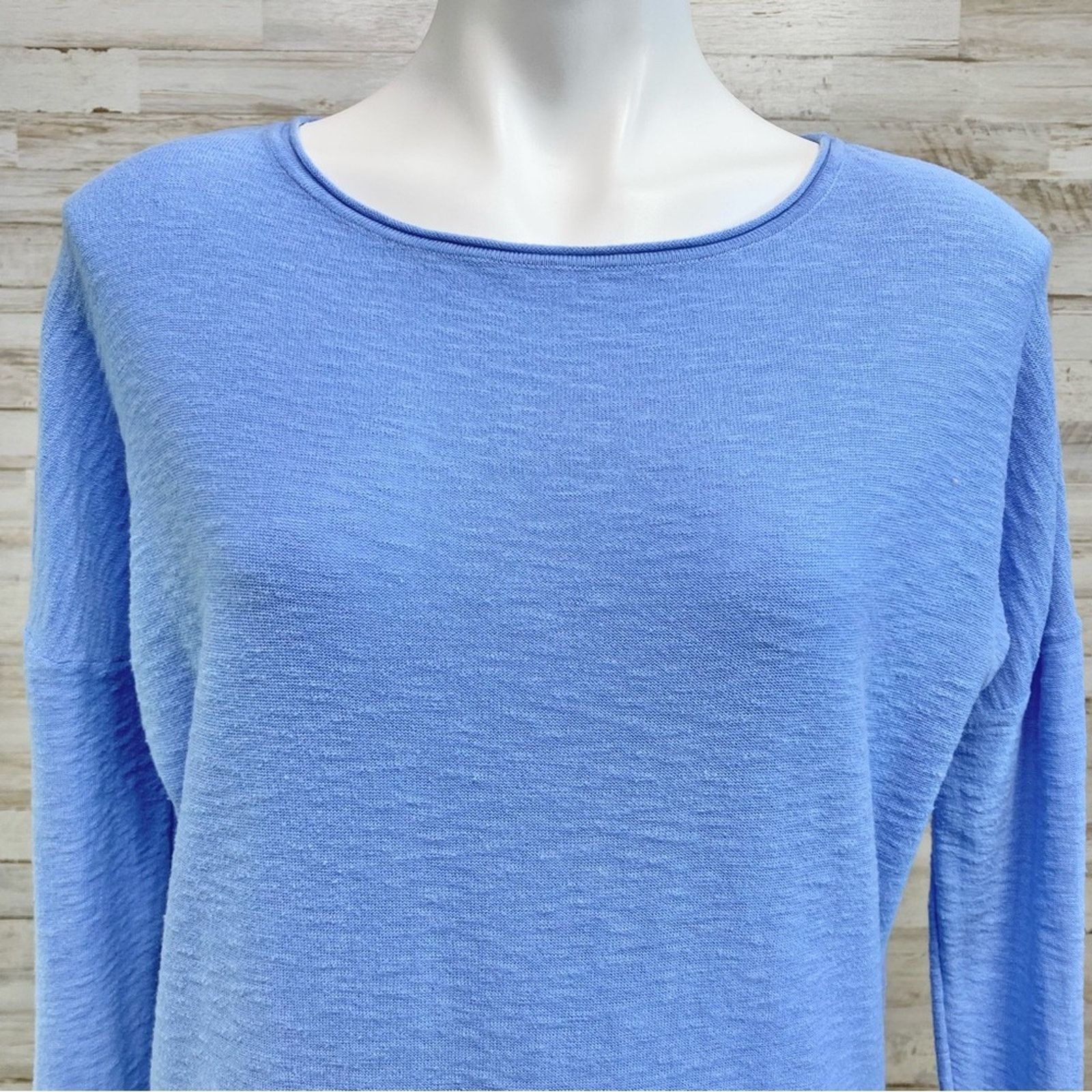 Vince Vince Slub Knit High Low Cotton Top Sz XS Blue Dolman Sleeve Size XS / US 0-2 / IT 36-38 - 3 Thumbnail