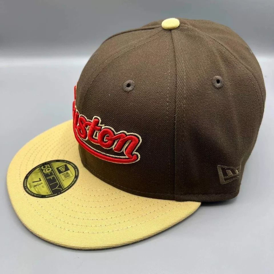 New Era Houston Astros Hat Men 7 5/8 59Fifty New Era MLB Fitted Cap Size ONE SIZE - 4 Thumbnail