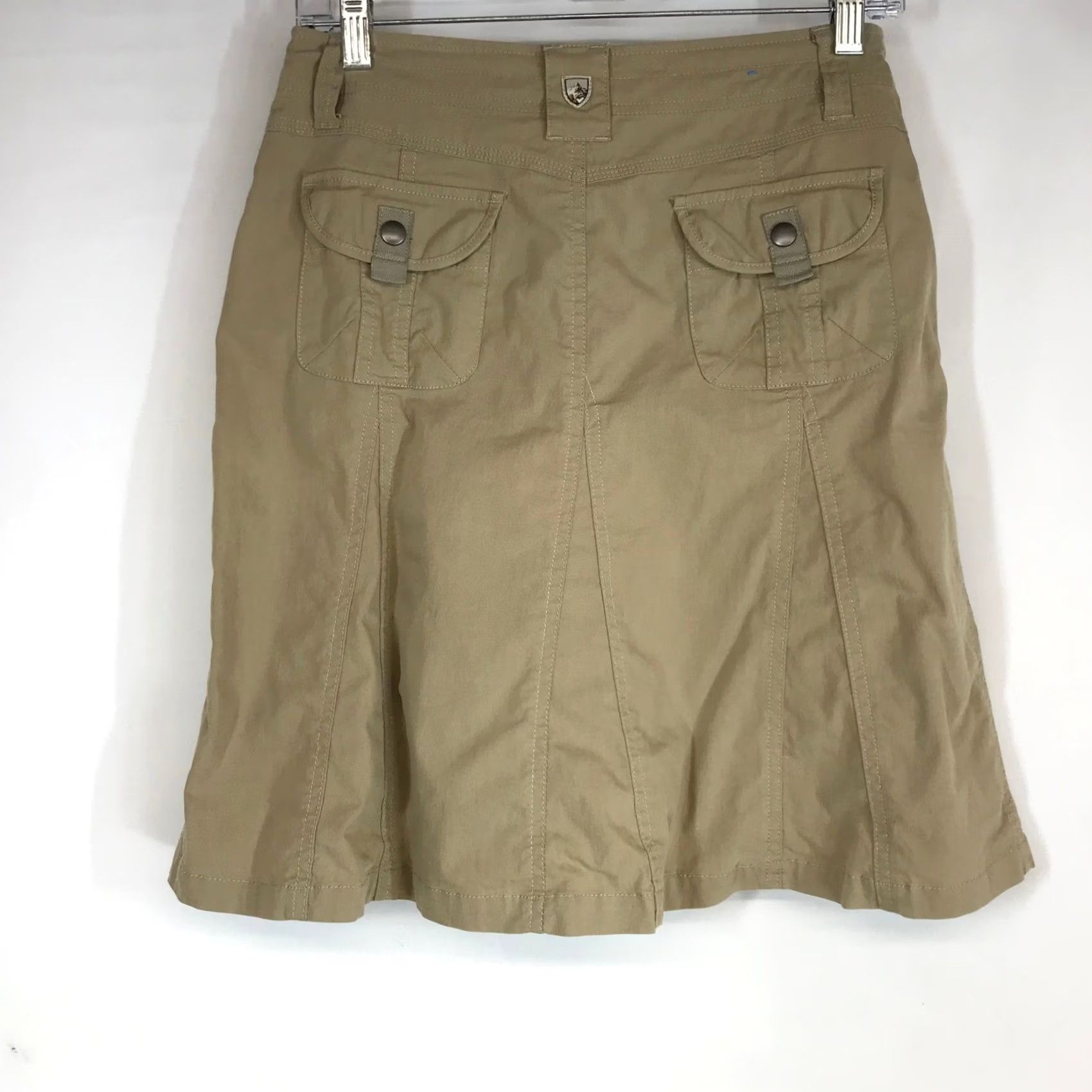 Vintage Kuhl Skirt Cargo Midi Pockets Button Pleated A line Khaki Beige Women Size 4 Series Outdoor Casual Travel Size 27" / US 4 / IT 40 - 4 Thumbnail