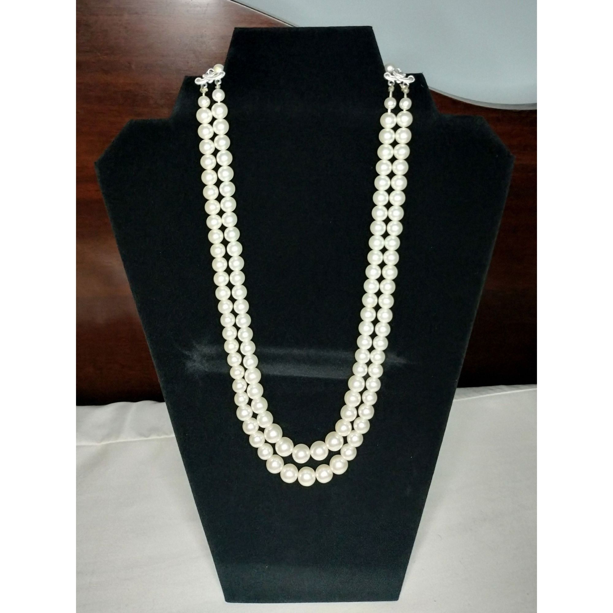Vintage Vintage Double Strand Faux Pearl Necklace Eggshell Off White Size ONE SIZE - 10 Thumbnail