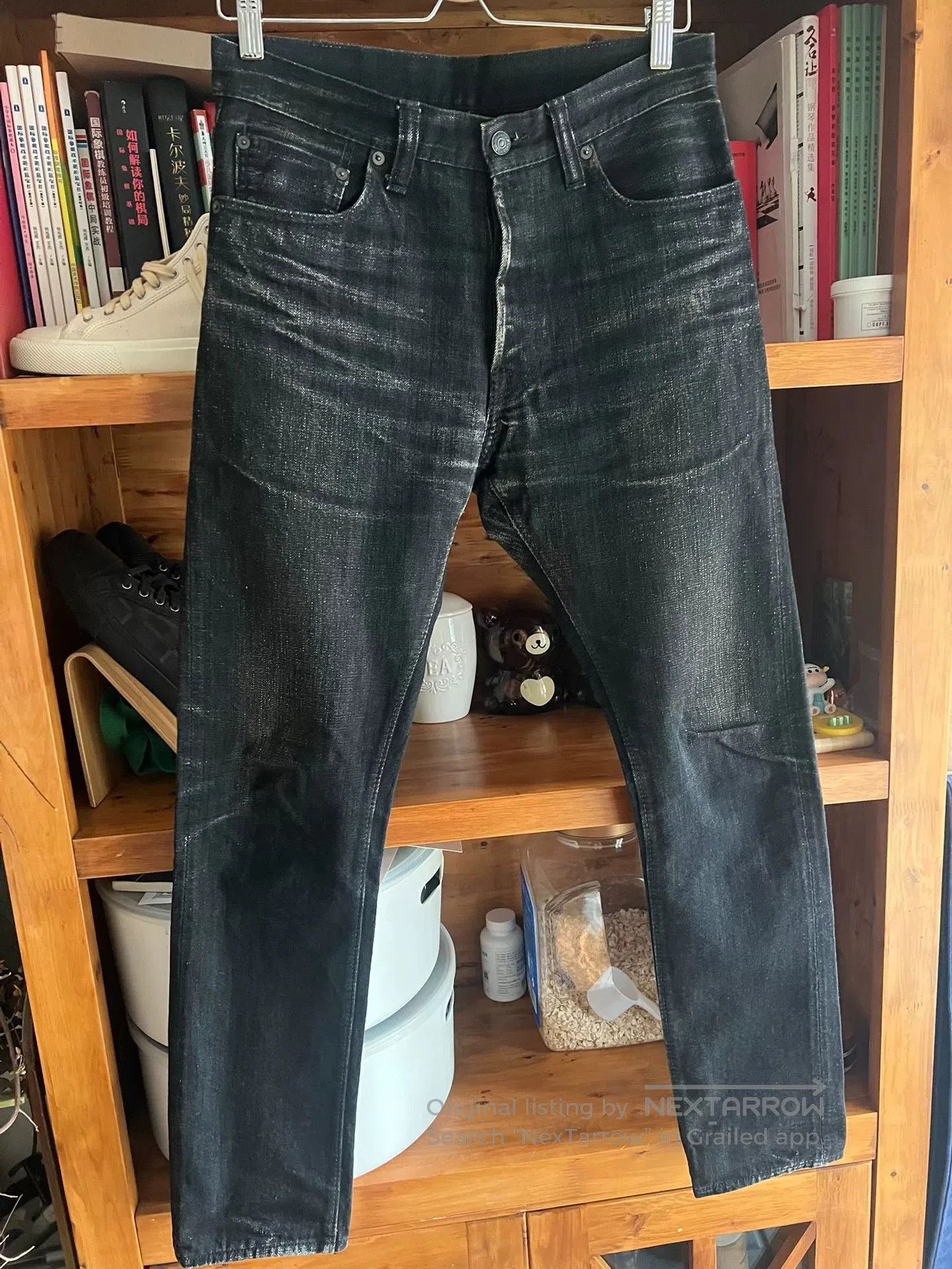Pure Blue Japan classic black denim jeans with red selvedge. Size US 32 / EU 48 - 2 Thumbnail